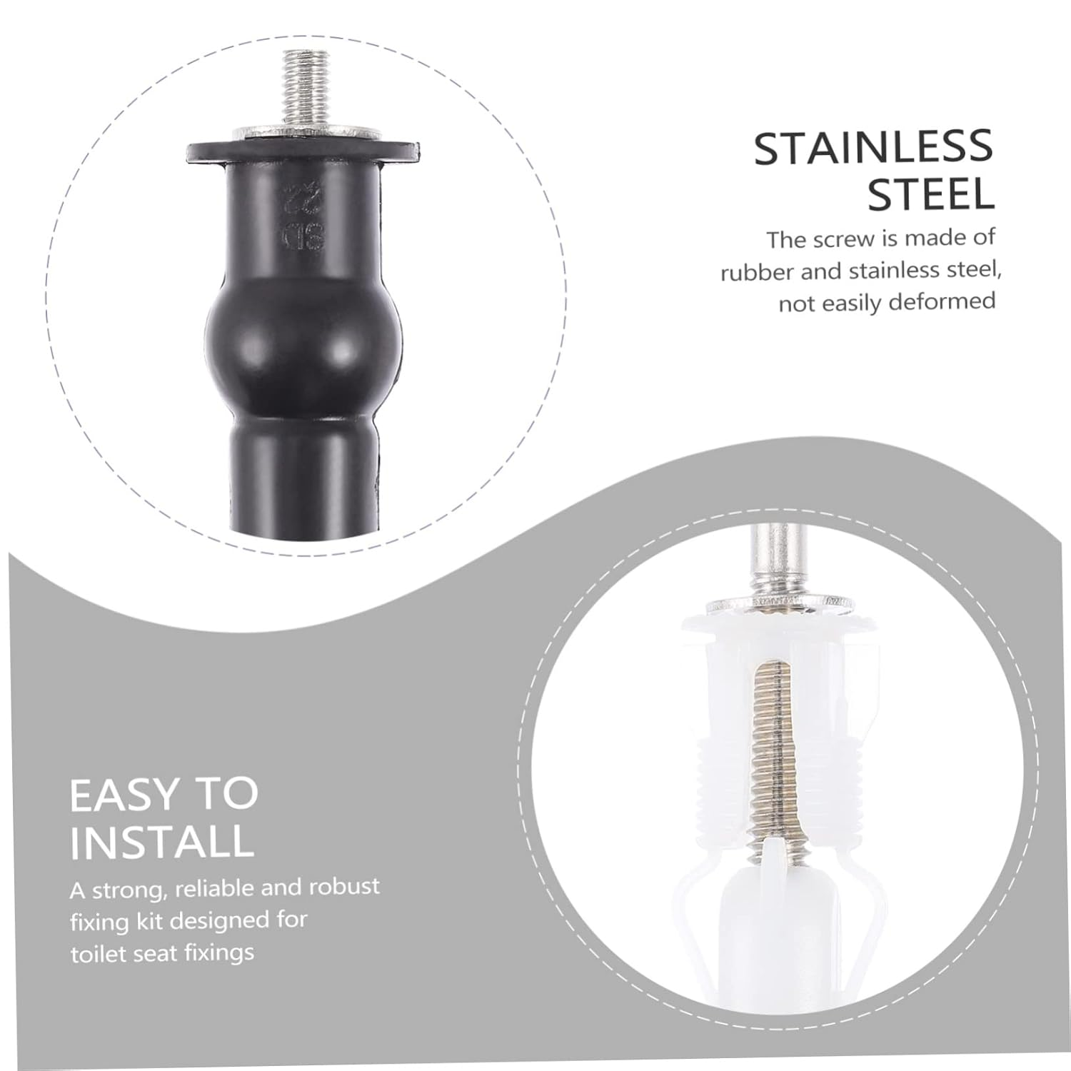 Tofficu 4Pcs Toilet Seat Fixing Bolts Replacement Accessories for Bathroom Wc Toilet Bowl Seat Easy Install Material image number 6