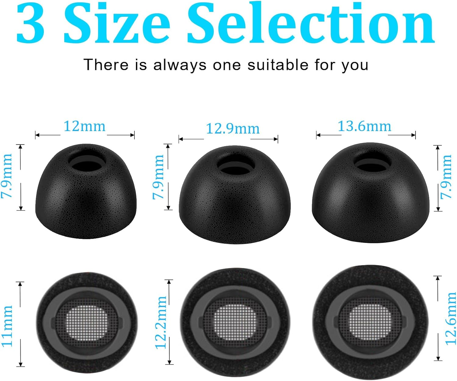 Umvowuxa Galaxy Buds 3 Pro Memory Foam Ear Tips Replacement Comfortable Soft Sound Isolating Ear Tip Covers Ear Tip Accessories Compatible with Samsung Galaxy Buds 3 Pro (3 Pair/Black)