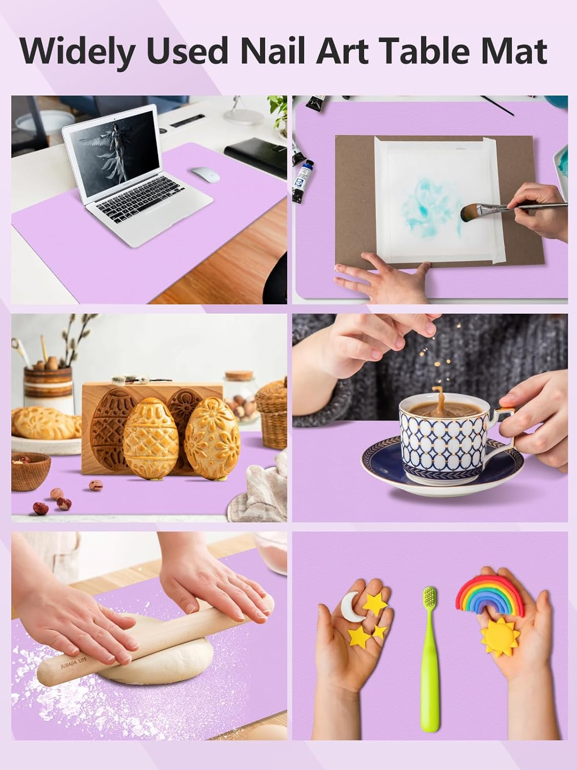 (MAT ONLY) Nail Art Table Mat, Nail Arm Rest Pad for Acrylic Nails, Soft Microfiber PU Leather Nail Mat for Table, Foldable Nail Hand Rest Pillow Manicure Pad, Acrylic Nail Desk Mat for Nail Cushion image number 3