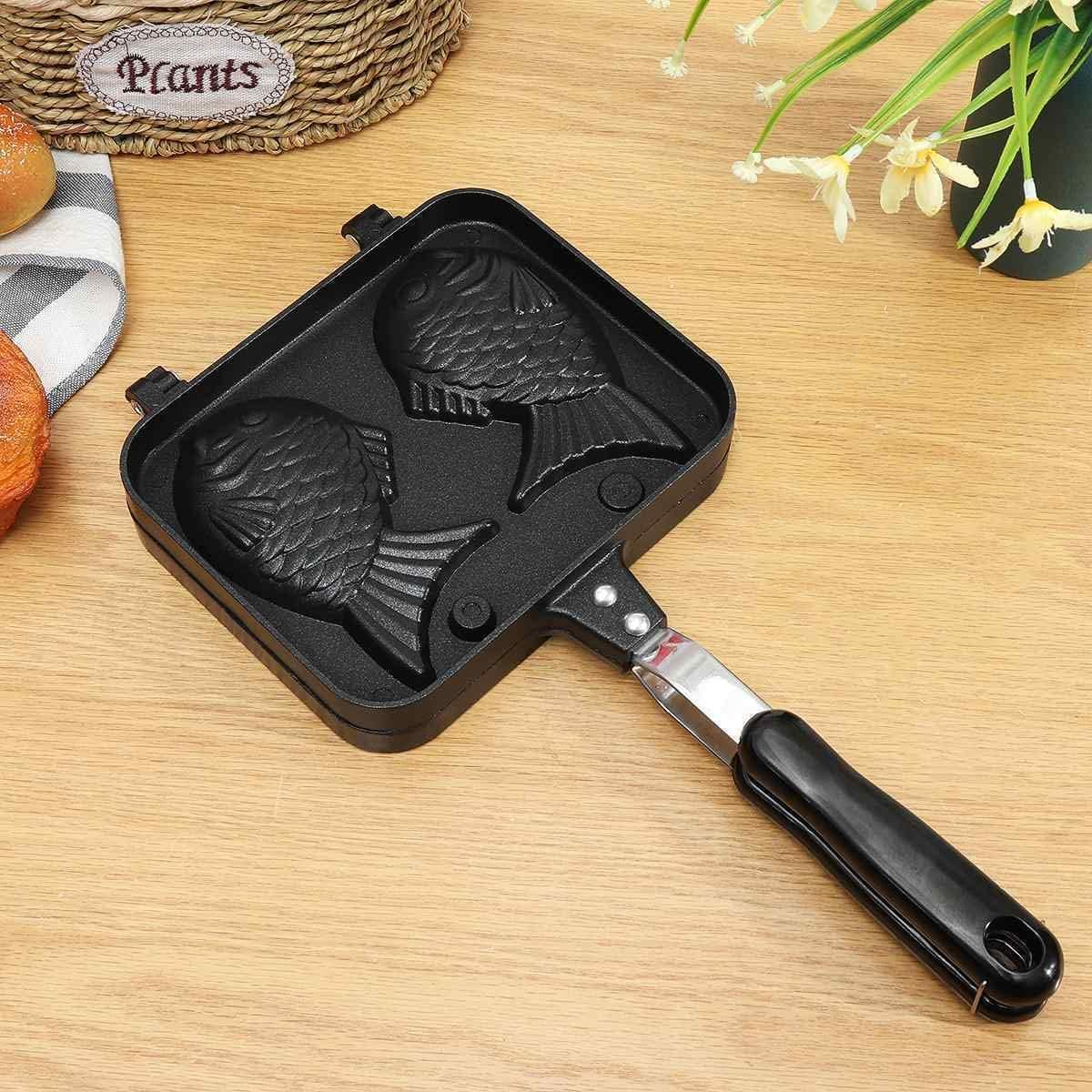 Yeshine Taiyaki Fish Shaped Bakeware, Nonstick Waffle Cake Maker Pan, Double Fish Shaped Food Fryer, Pancake Tools image number 2