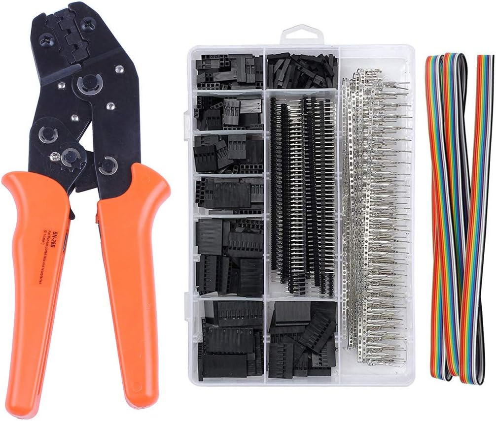 Mengshen Dupont Crimping Tool Kit, Ratcheting Crimper Pliers with 1550PCS 2.54Mm Dupont Connectors Connectors for AWG 26-18(0.1-1Mm&sup2;)