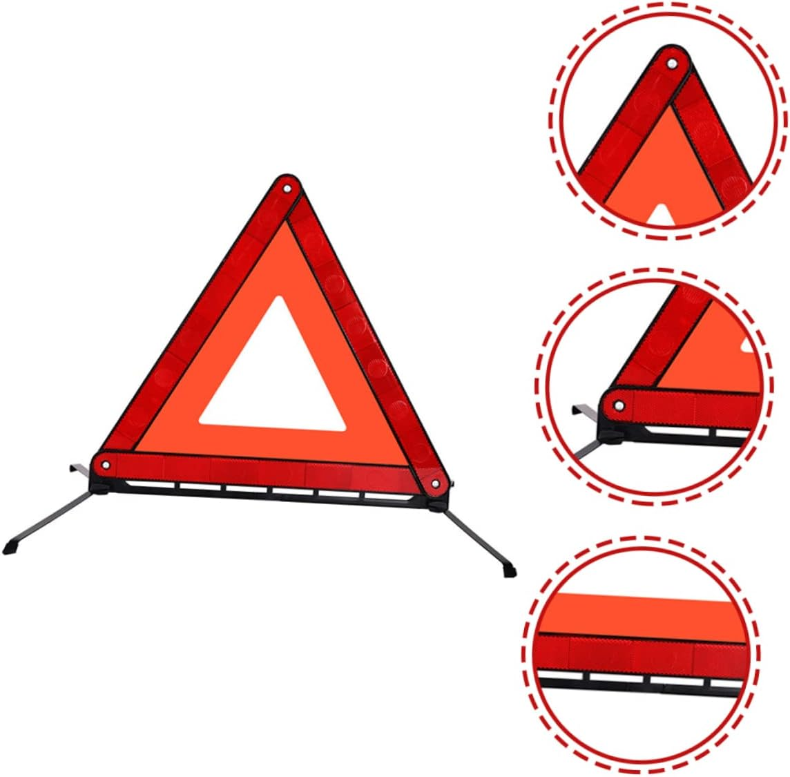 Warning Sign Tripod Foldable Reflective Triangle for Emergency Use Road Trip Essentials for Adults Ensuring Safety Reflective Design for Automotive Scenarios image number 5