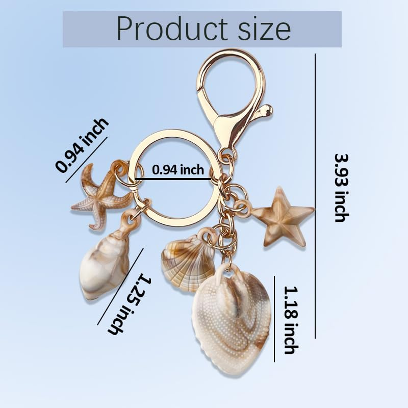 Ocean Starfish Keychain - Seashell Accessories for Girls & Women - Themed Gifts for Adults & Kids - Handbag, Purse, Wallet image number 2