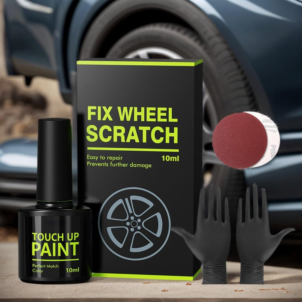 Wheel Scratch Repair Kit for Curb Rash,10Ml Auto Accessory with Gloves Sponge | Wheel Repair Kit | for Automotive Vehicle Tire Curb Rash Alloy Metal Trim Hub Maintenance Detailing image number 1