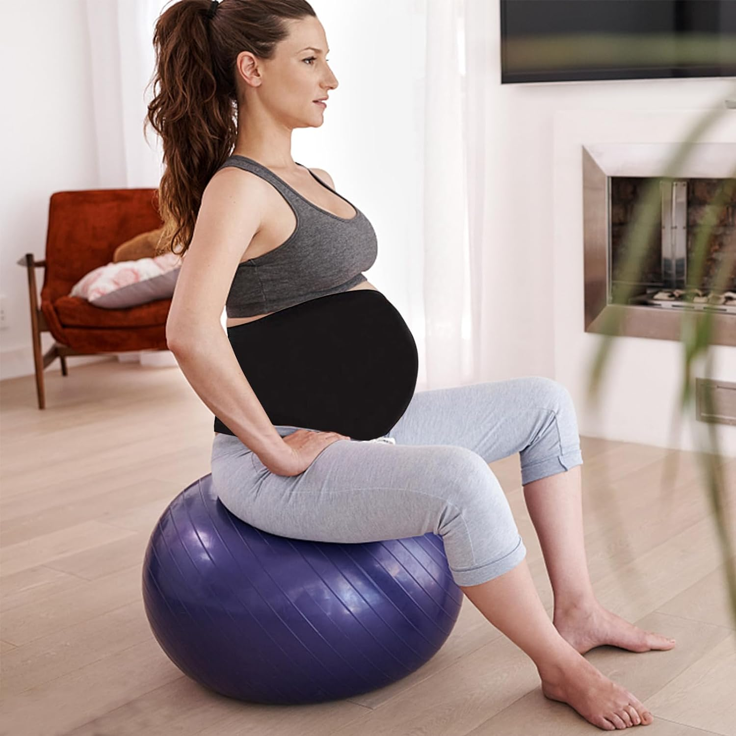 Belly Band for Pregnancy, Seamless Maternity Belly Band, Soft and Comfortable Pregnancy Support Belly Belt image number 3