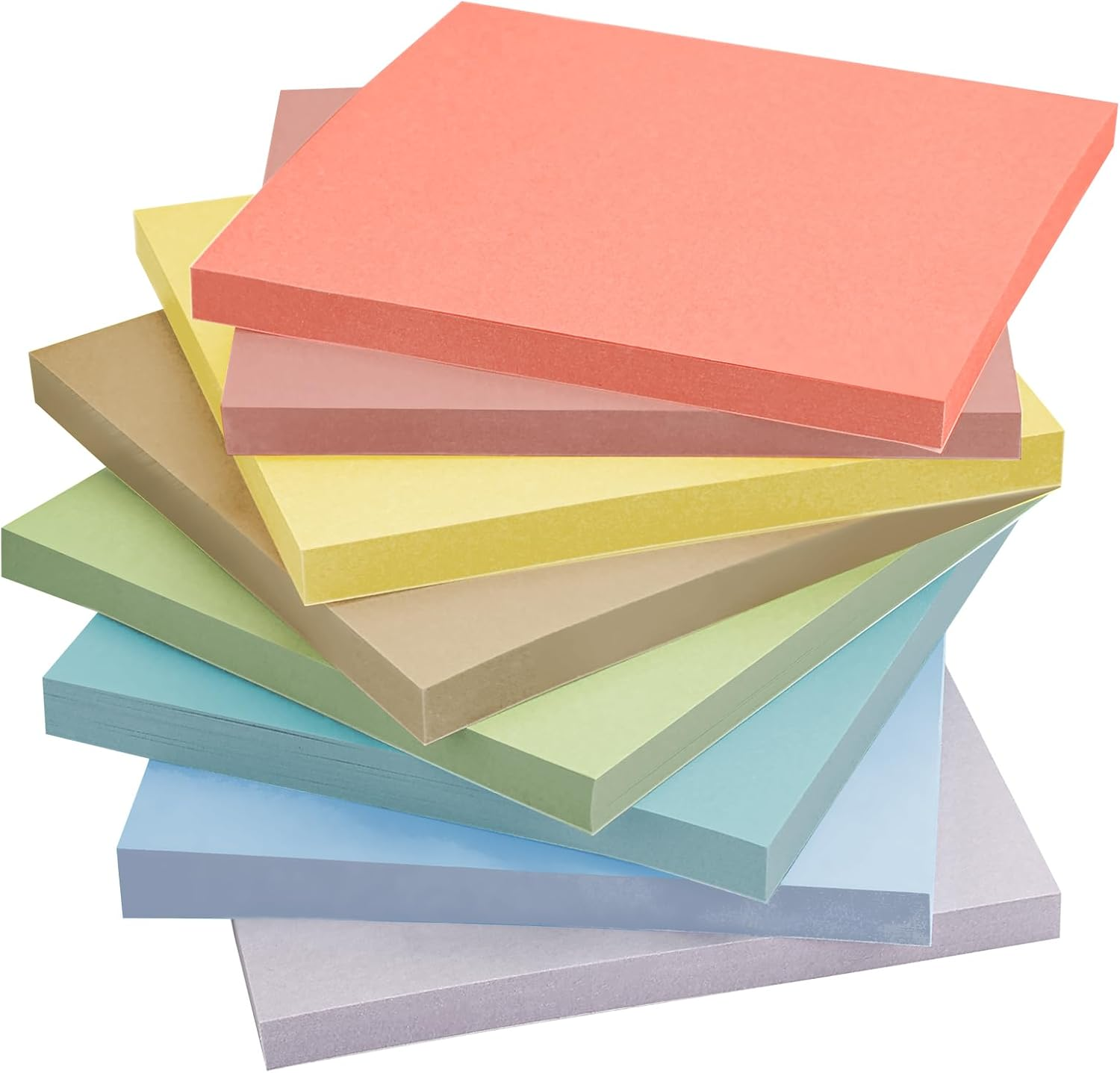 8 Pads Sticky Notes 3X3 Inches,Bright Colors Self-Stick Pads, Solid Color Premium Sticky Pads,Easy to Post for Home, Office,School, Notebook, 50 Sheets/Pad-Light Color