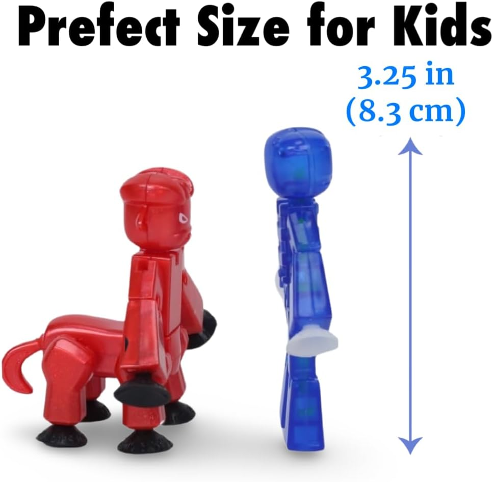 Zing Stikbot Dual Pack - Includes 2 Stikbots - Collectible Action Figures, Stop Motion Animation, Ages 4 and up (Indigo Clear Blue (Grim) + Red Chrome (Kyron)) image number 5