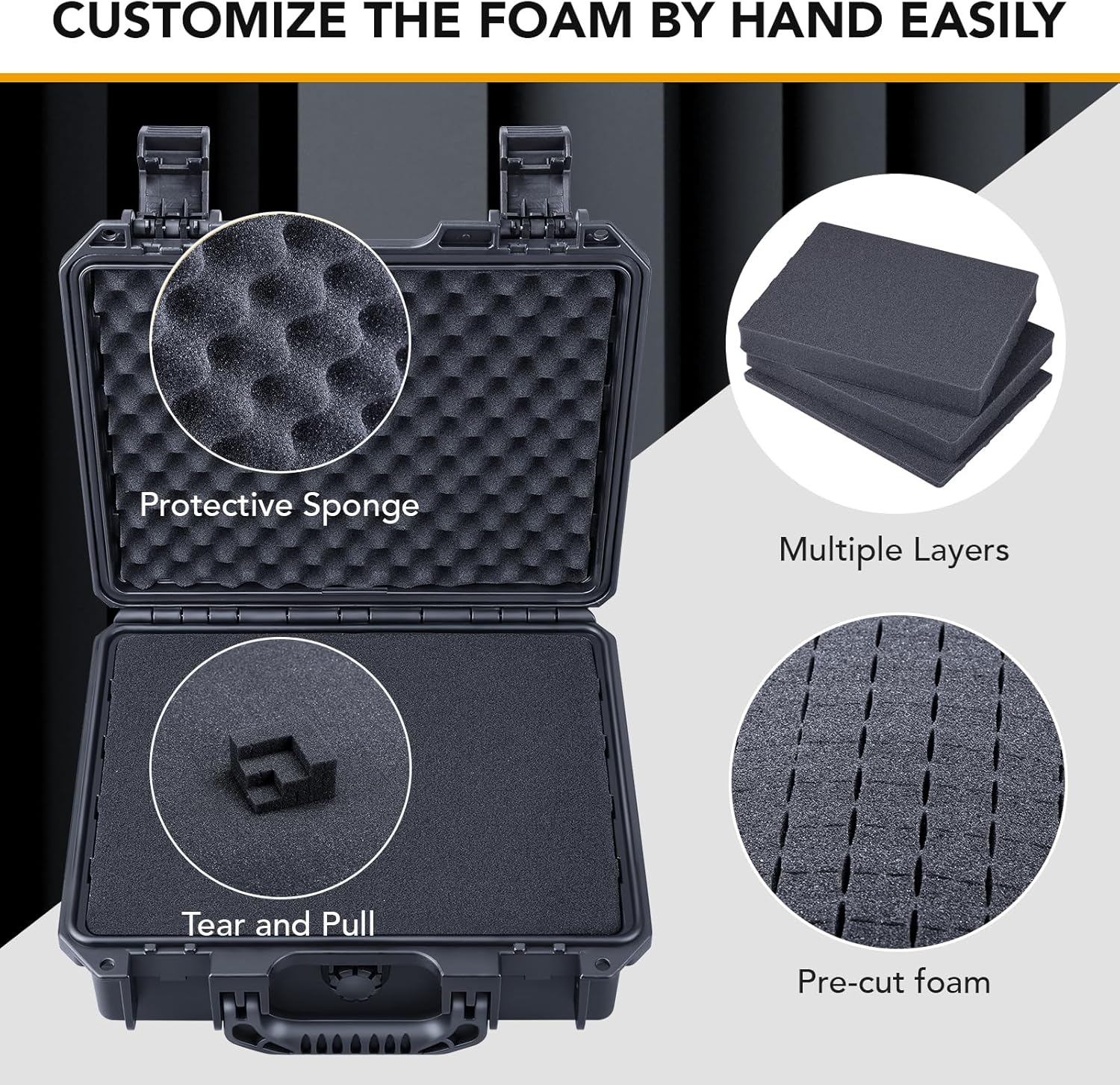 Lykus HC-2810 Waterproof Hard Case with Customisable Foam, Interior Size28.4X22.4X10.1 Cm, Suitable for Small Items image number 3