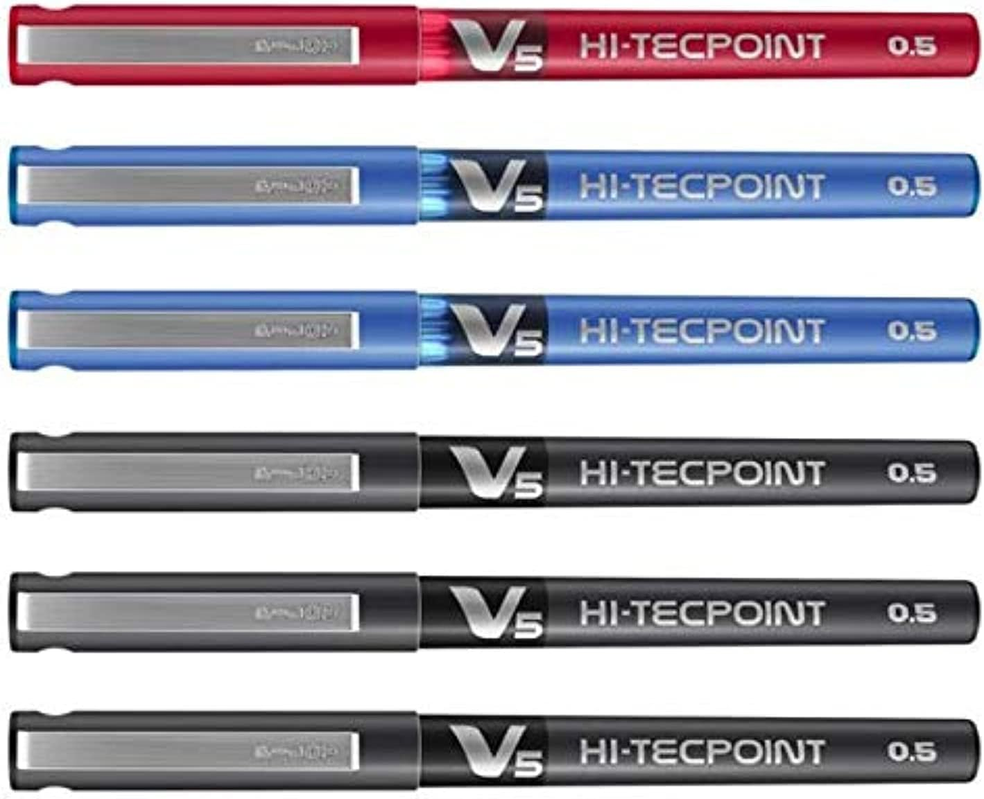 Pilot V5 Hi-Tecpoint Extra Fine Rollerball Pen 0.5Mm Nib Tip, Business Colour Black Blue Red