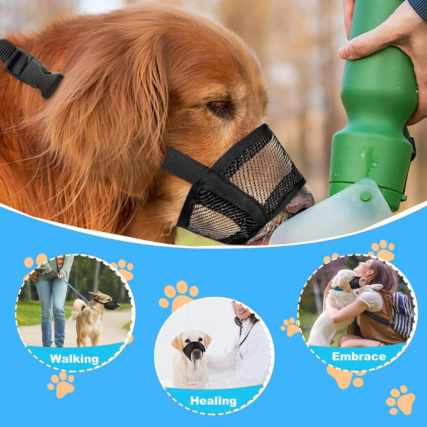 Velmoriah Dog Muzzle for Small Medium Large Dogs, Soft Air Mesh, Breathable Muzzle Drinkable Cover to Prevent Biting for Chihuahua, German Shepherd, Bulldog (S) image number 1