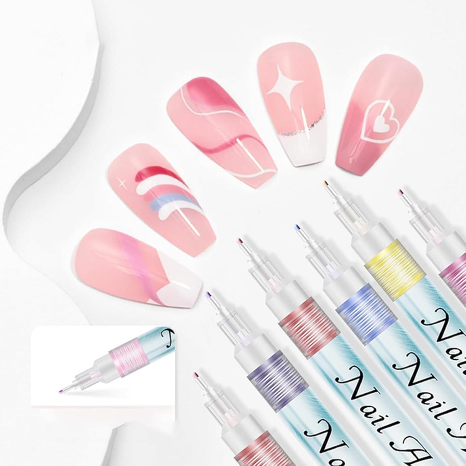 12 Colour 3D Nail Art Pens Set, Acrylic Paint Pens, Quick-Drying Waterproof Graffiti Dotting Pen for DIY Dot Line Flower (Upgraded Version)