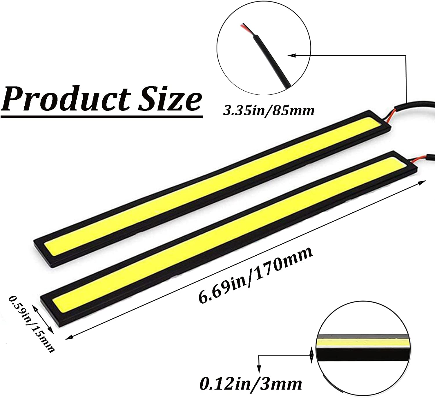 4PCS Daytime Running Light DRL Car LED Light Strip Waterproof COB Lights Truck Boat Bike Universal 17CM 12V Driving Lighting(White) image number 3