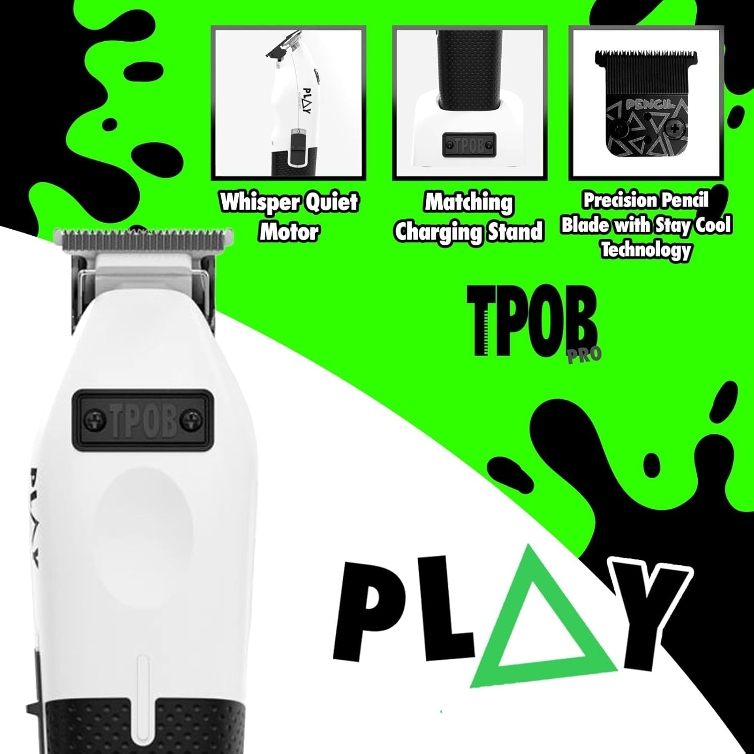 TPOB Play Professional Barber Hair Trimmer for Men 7000 RPM (White)