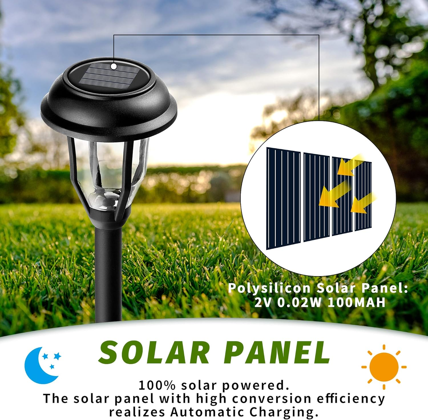 8 Pack Solar Lights Outdoor - Waterproof Solar Garden Lights for Patio, Yard, Walkway, Lawn