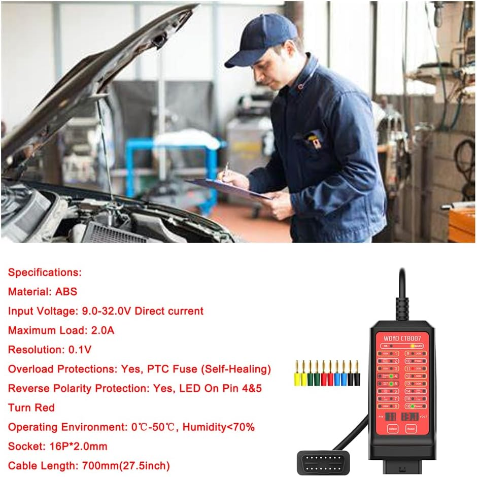Automotive Circuit Tester, 16 Pin Break Out Box Detection 12 V 24 V CAN Bus Circuit Tester Vehicle Diagnosis On-Board Diagnostics Tester for Car/Boat/Motorcycle and More image number 1