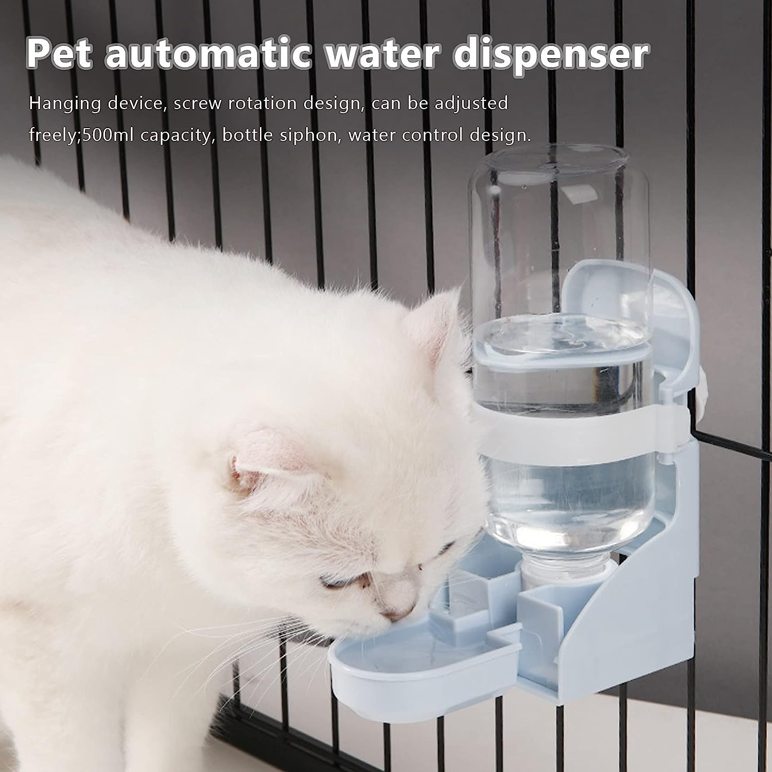 YUPVM 500ML Pet Parrots Birds Drinker Rabbit Drinking Water Feeder Bowl Dog Cage Hanging Water Dispenser Device image number 6