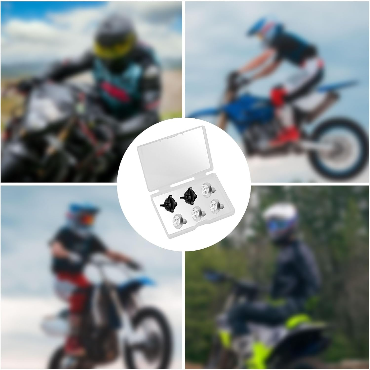 AIEX 7Pcs Motorcycle Helmet Screws, Motorcycle Helmet Visor Screws Helmet Visor Clips Motorcycle Helmet Accessories (Black, Silver)