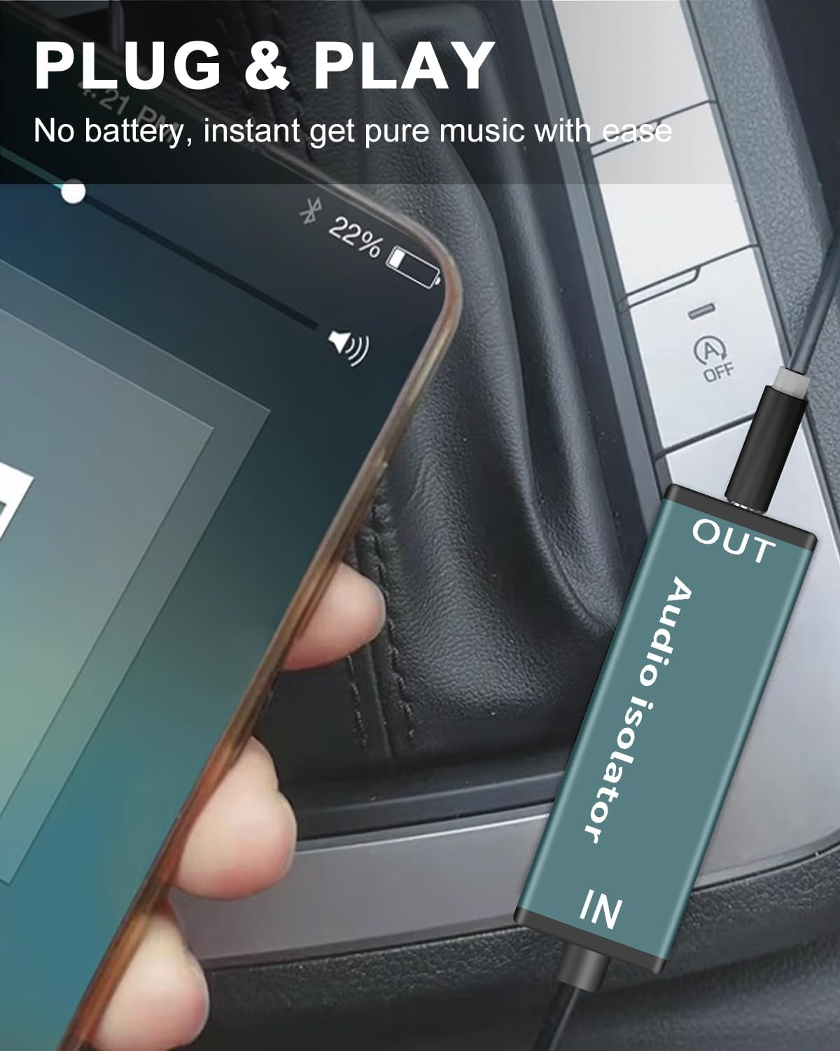 Duttek Ground Loop Isolator for Car Audio, 3.5Mm Ground Loop Isolator, 3.5Mm Hum Eliminator, Stereo Sound System Accessory Support Home and Car Stereo Systems image number 6