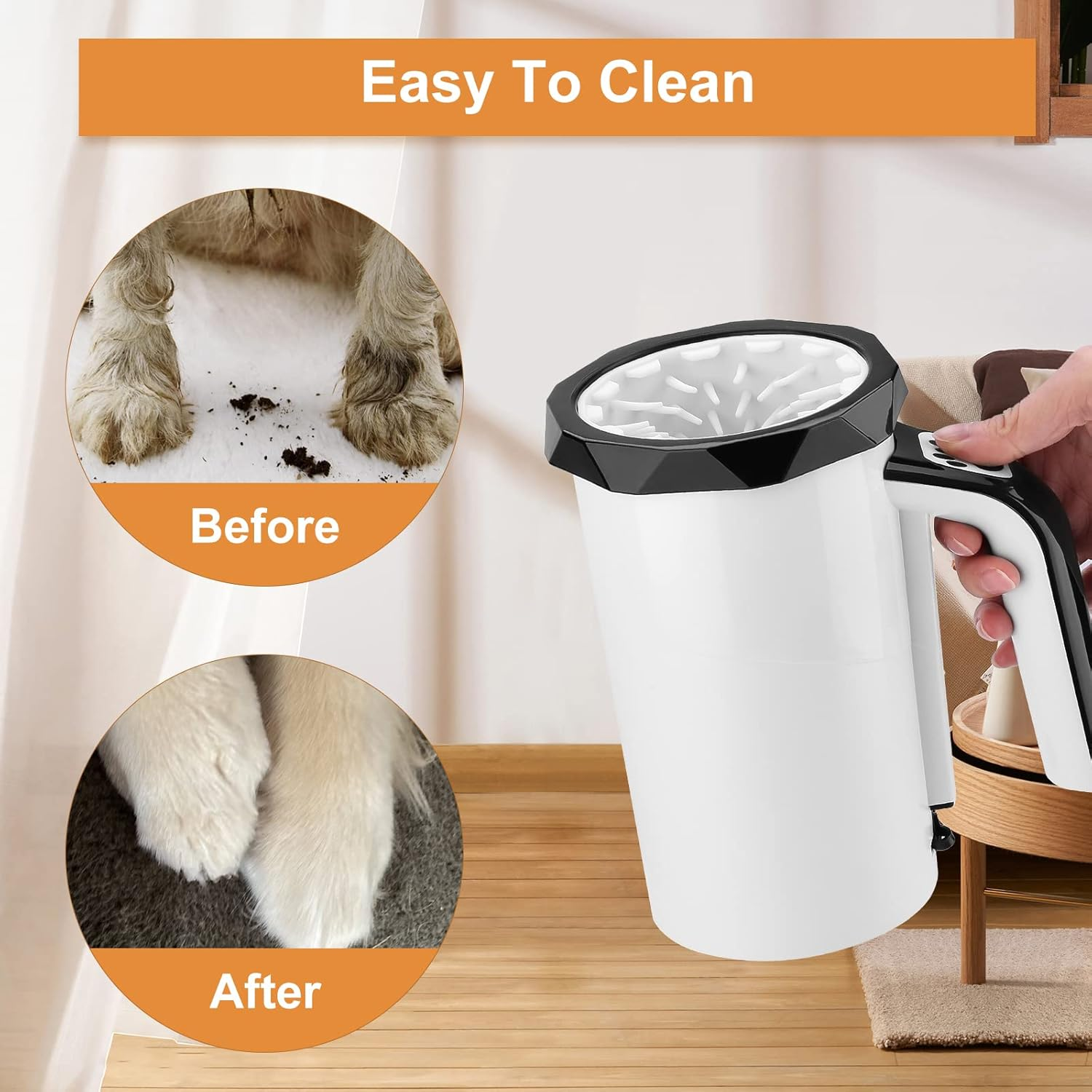 MYPIN Automatic Dog Paw Cleaner, 7.4V Rechargeable Dog Paw Washer Cup, 2-In-1 Portable Pet Paw Cleaner with Soft Silicone Brush, Suitable for Big Dogs and Cats with Muddy Paws (Black) image number 2