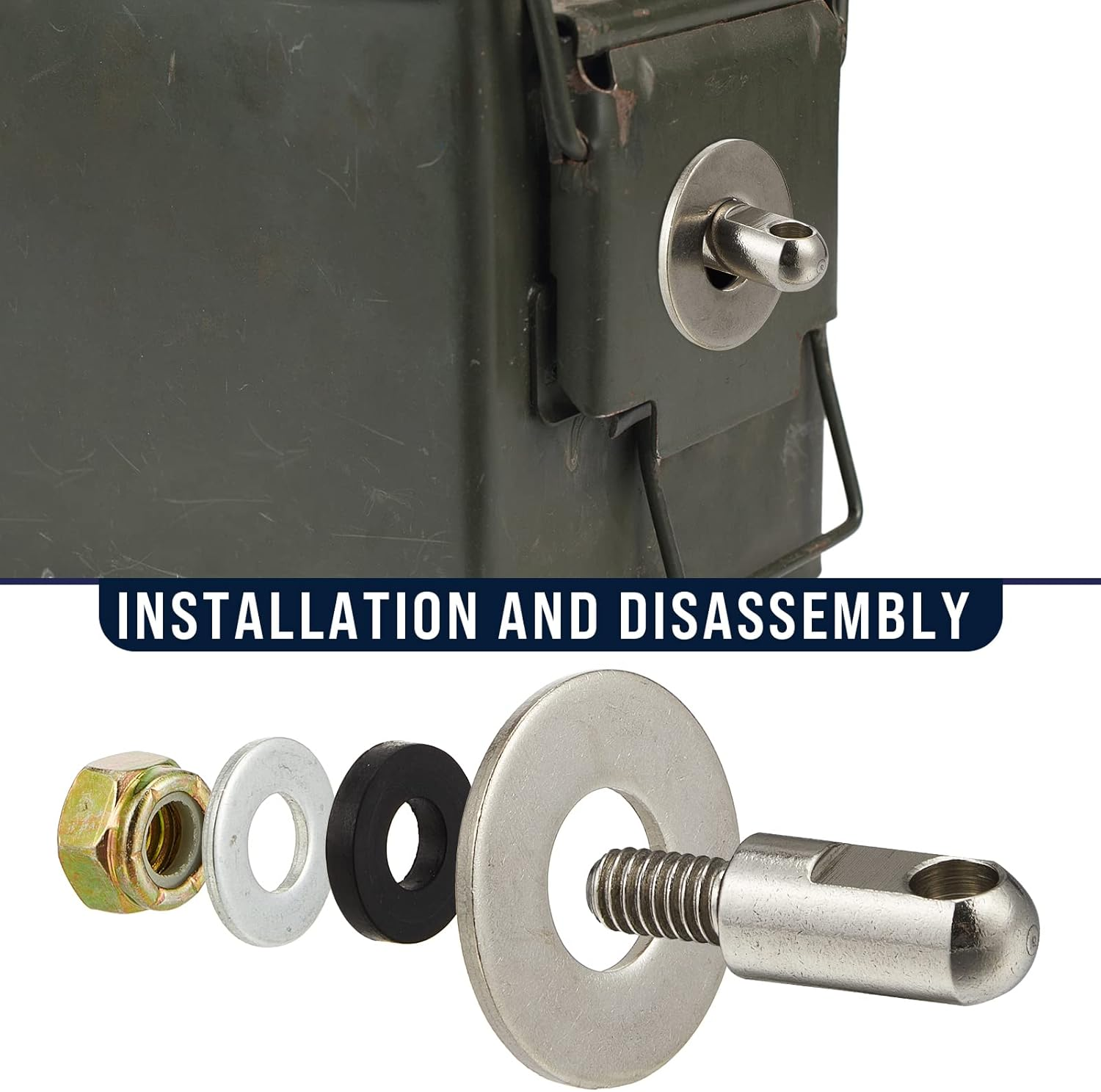 Lounsweer 4 Set Box Can Lock Hardware Kit Metal Stainless Steel Locking Kit Compatible with Ammunition Magazine Boxes Cans Cases for 50 Cal, Fat 50, 30 Cal, 20 Mm, 40 Mm