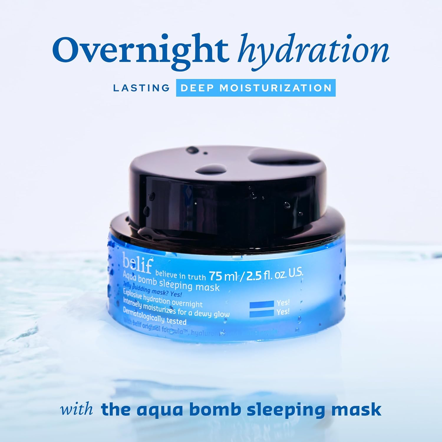 Belif Aqua Bomb Sleeping Mask | Hydrating Herbs Rejuvenate, Soothe & Replensihe Fatigued Skin | Antioxidants & Anti-Inflammatory Moisturizing Face Mask | Pore Minimizing Facial Skincare | 2.53 Fl Oz image number 3