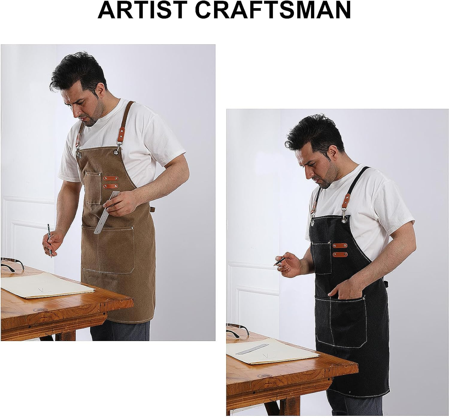 MODY RODY Durable Chef Apron with Pockets for Cooking in Kitchen, Cross Back Protective Waitress Aprons for Men Women Serves Baker Artist Craftsman