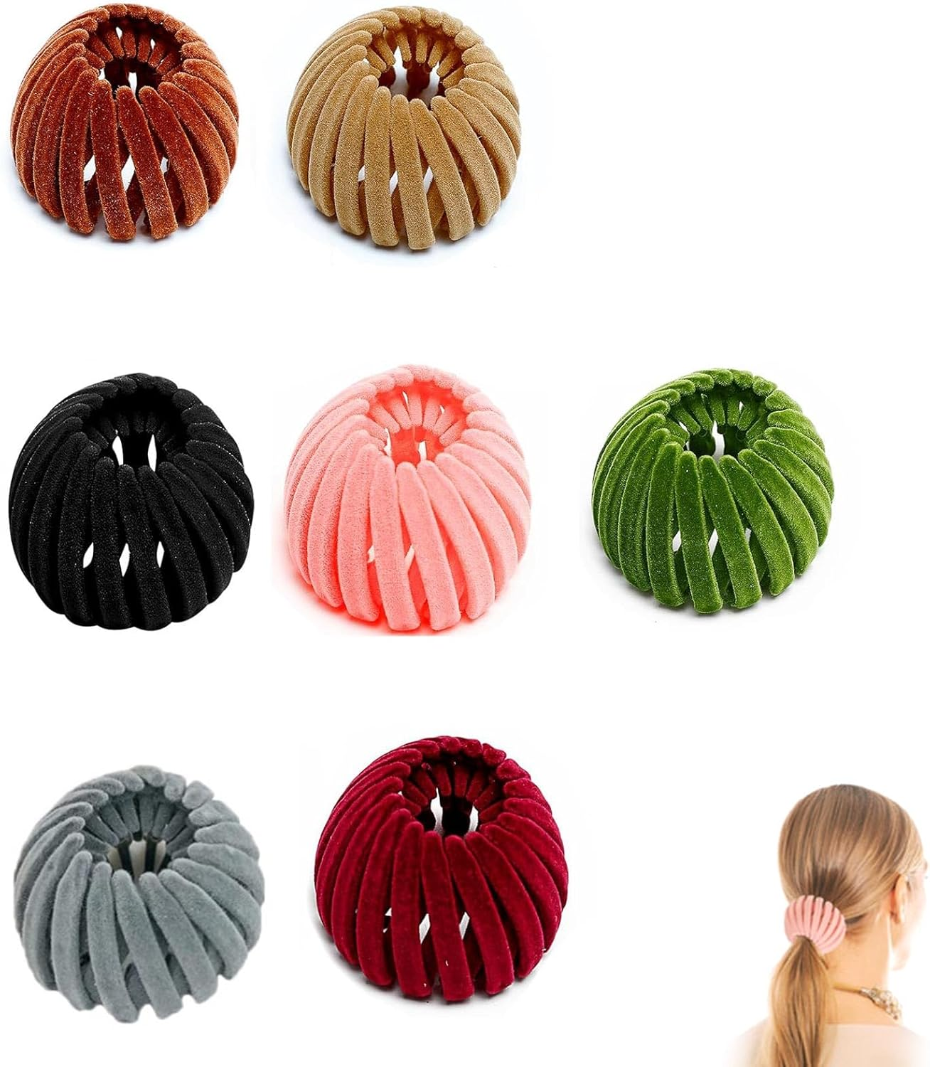 DEANKEJI Bird Nest Hair Clips, Pack of 7 Bird Nest Hair Clips, Mixed Colour, Hair Clips, Women'S Adjustable Size Updo Hairstyles, Aid for High Ponytail, Curly Hair, Long Hair image number 5