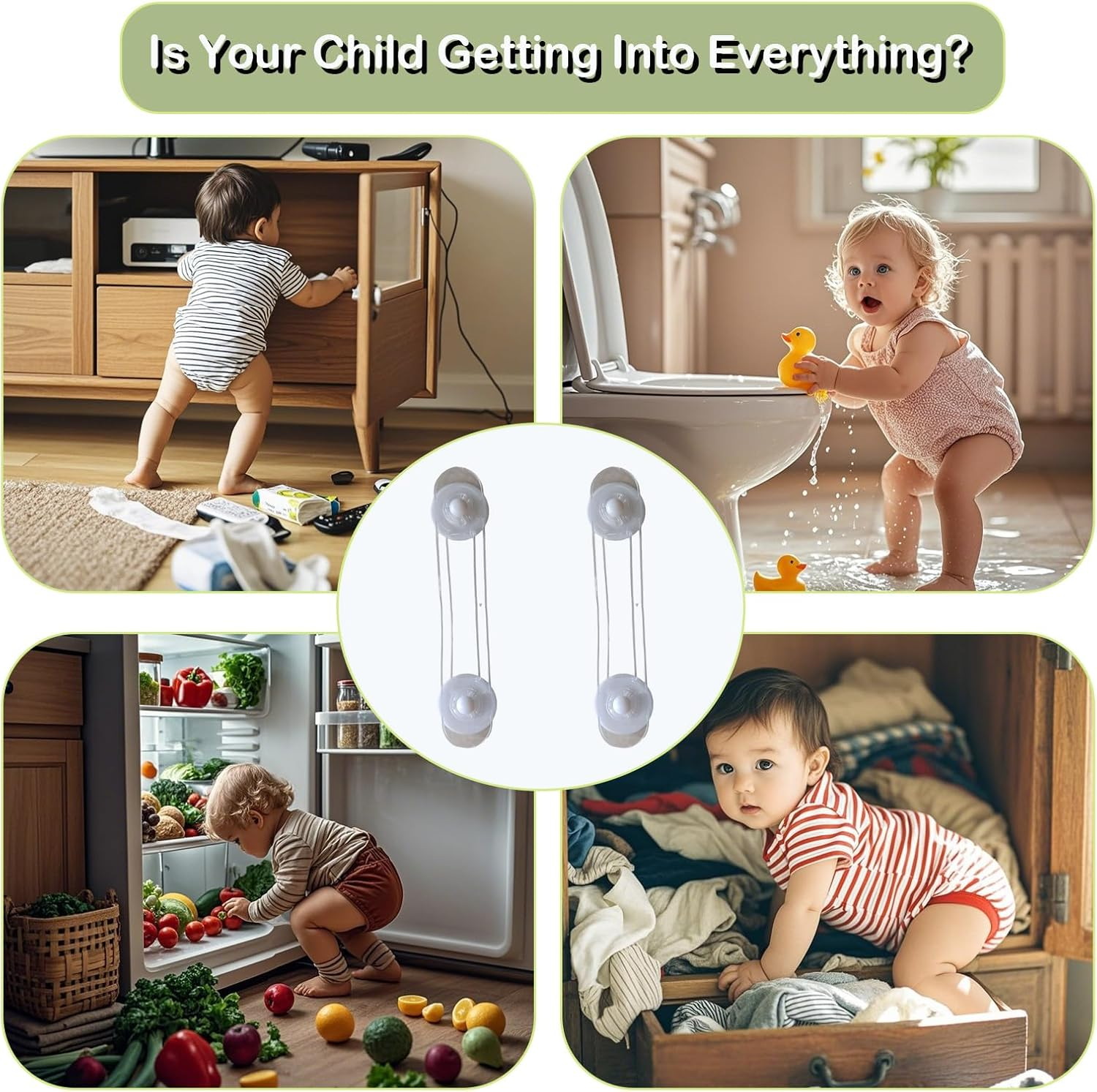 Loimon 20-Pack Child Safety Cabinet Locks - Adjustable No Drill Strap for Kitchen/Bathroom/Baby Gates | 16X3Cm Heavy-Duty Latches Secure Fridge, Oven, Drawers & Trash Cans