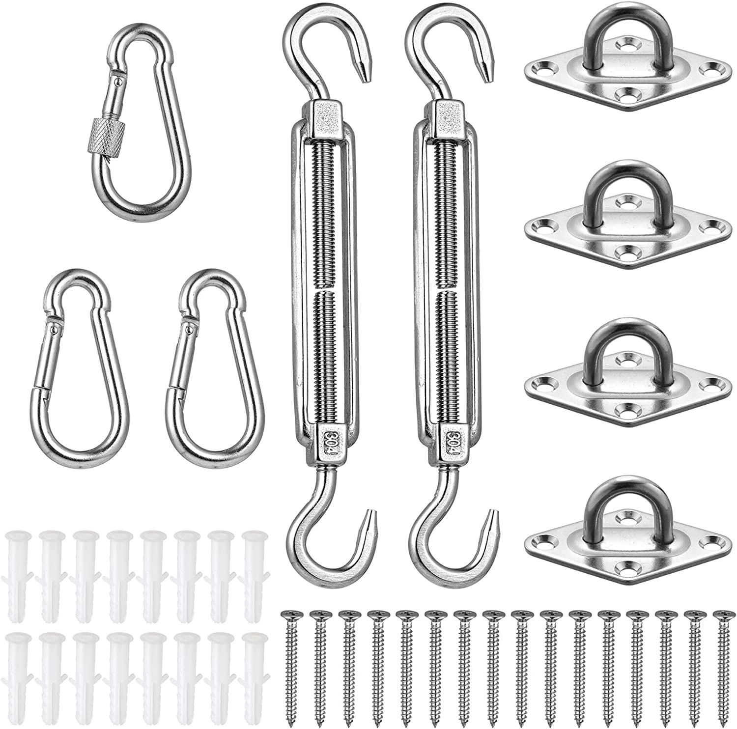 6 Mm FYJIDY 41 Pcs Stainless Steel Shade Sail Hardware Kit,Triangle Rectangle Sun Shade Sail Installation Accessory