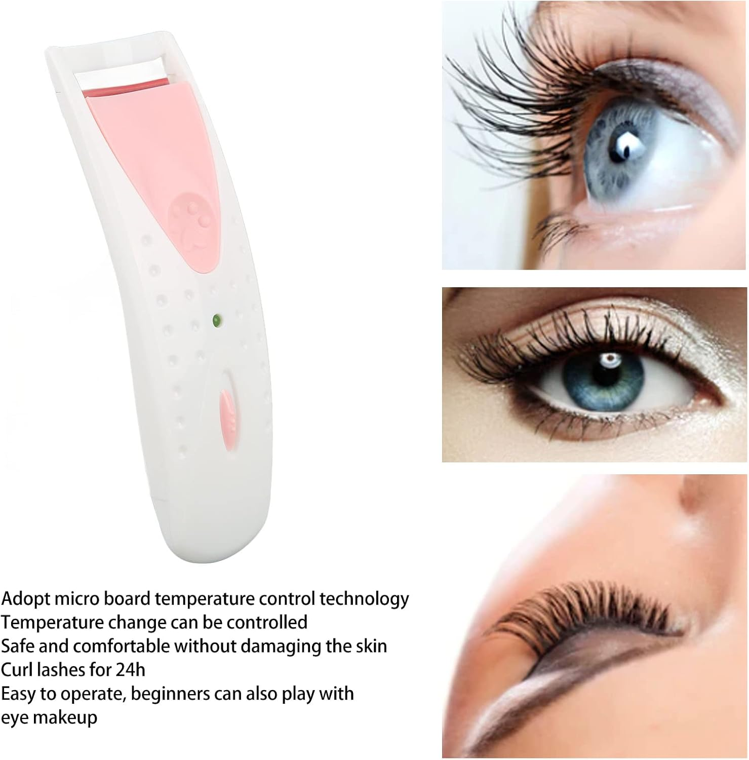 Marhynchus Heated Eyelash Curler, USB Rechargeable Electric Curler for Quick Curling, 24 Hours Lasting, Wide Angle Design