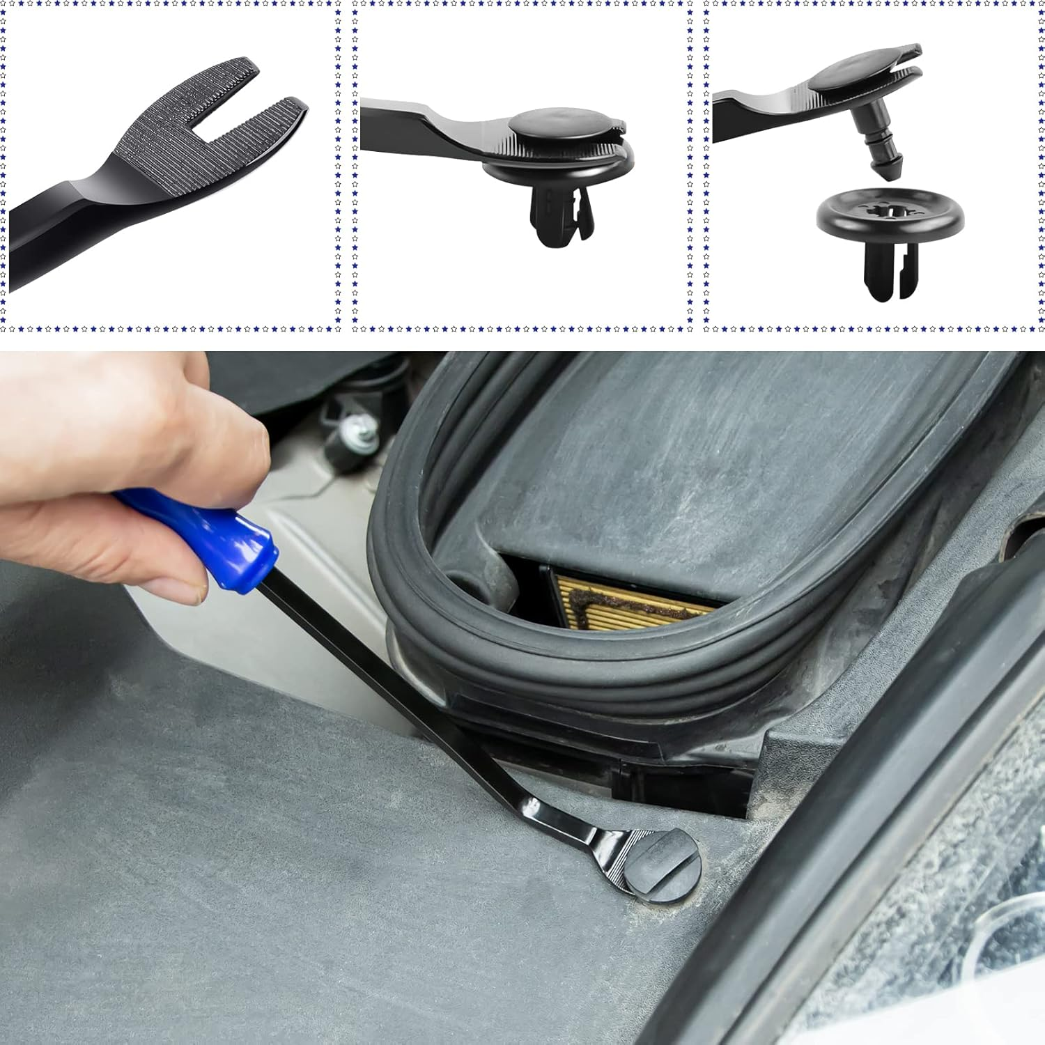 5 Pcs Car Trim Removal Tool Kit Upholstery Tools, Auto Clip Removal Pry Tool for Door Dash Dashboard Panel Fastener Remover, Push Pin Puller Body Repair Tools, Blue