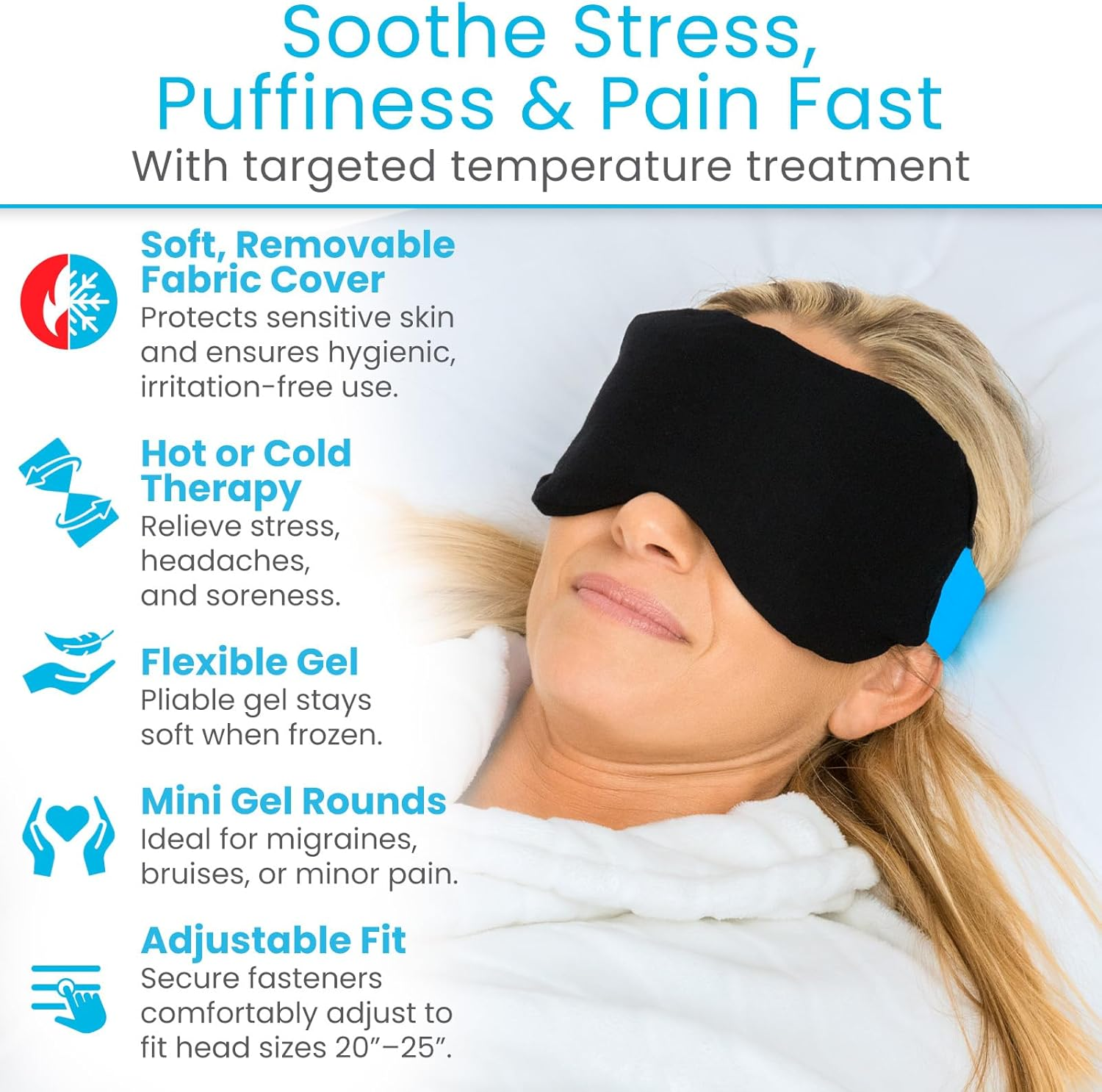 Arctic Flex Cold Eye Mask - Gel Ice Pack for Cool Sleeping, Dry Night Treatment - Reusable Hot Spa Therapy image number 5
