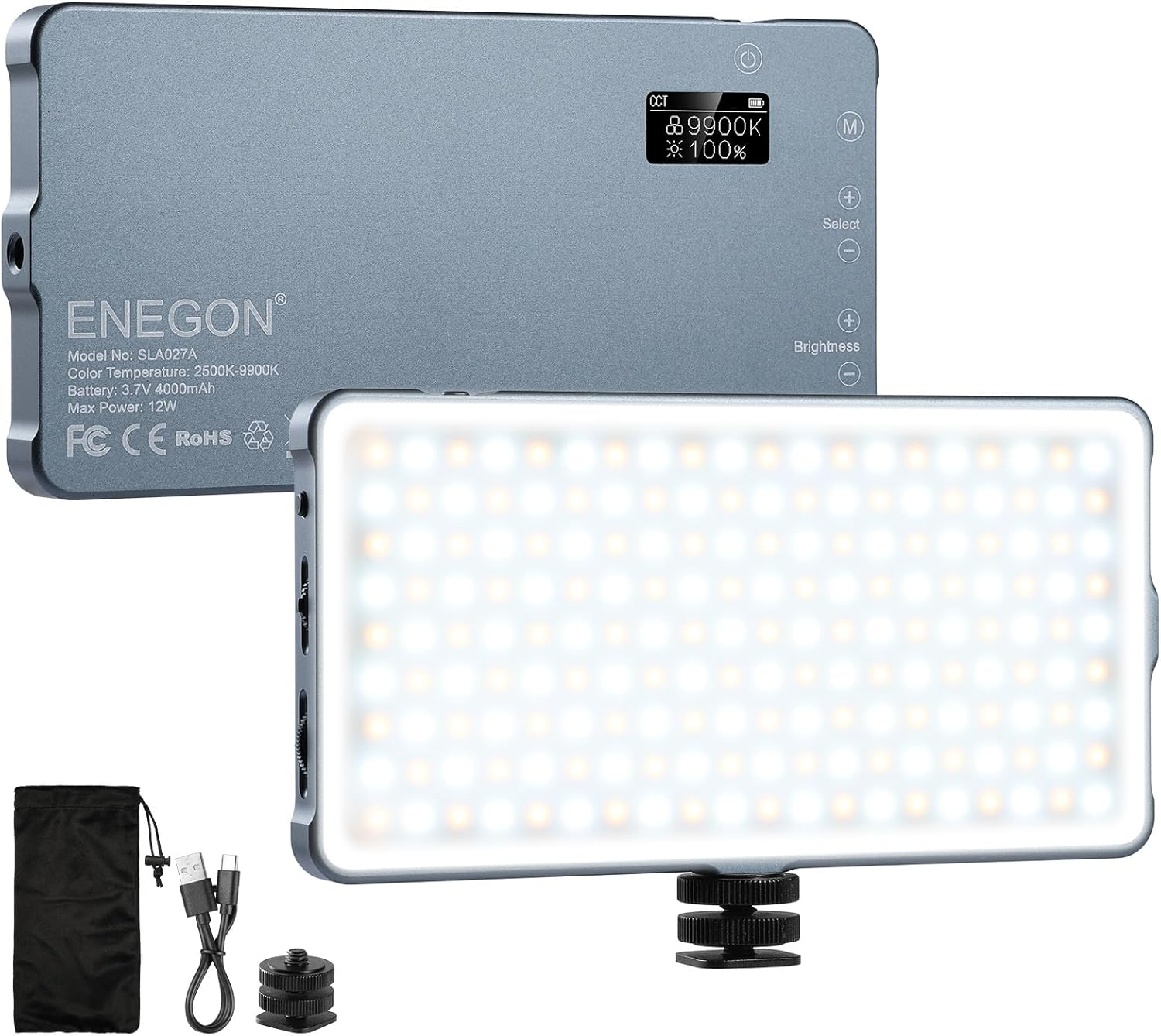 ENEGON RGB Selfie Light, 360&deg; Full Color RGB Video Light with 24 Effects, 78 LED 2000Mah Rechargeable, CRI 95+ and CCT 2500K-9000K, Portable Clip for Phone/Tablet/Pc/Streaming