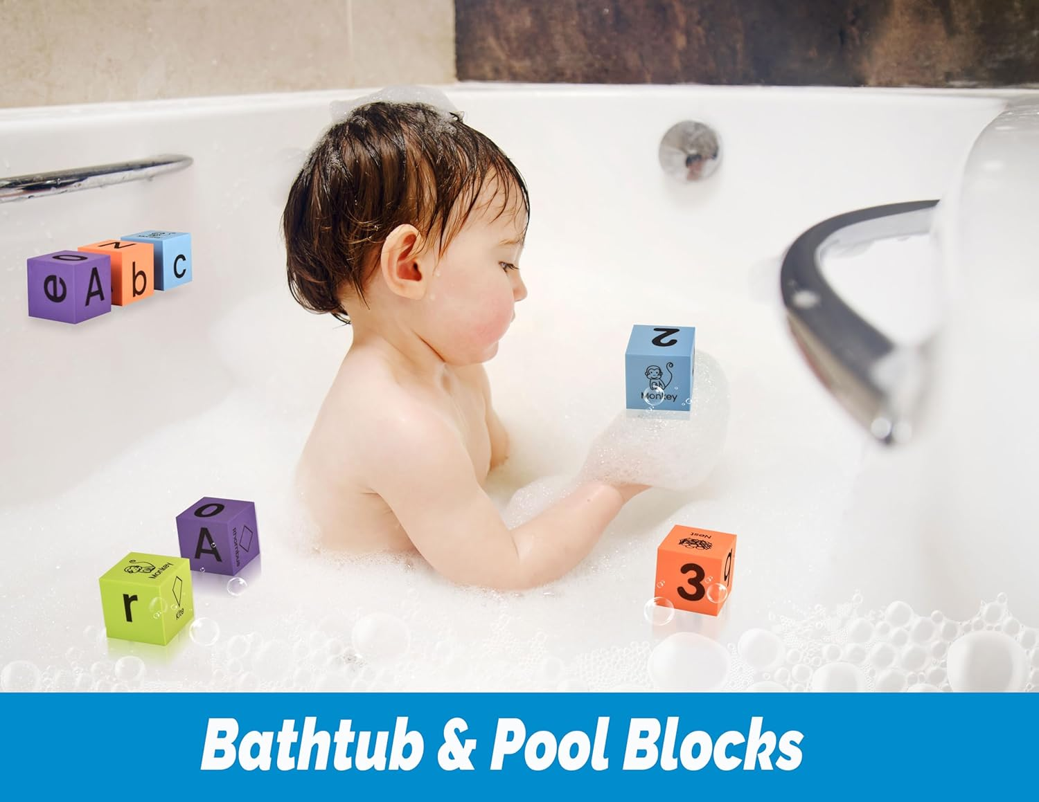 BOHS Foam Learning Blocks - Number,Alphabet,Shapes,Sight Words - Quiet,Safe and Soft Stacking Toys for Toddlers,30Pcs image number 3