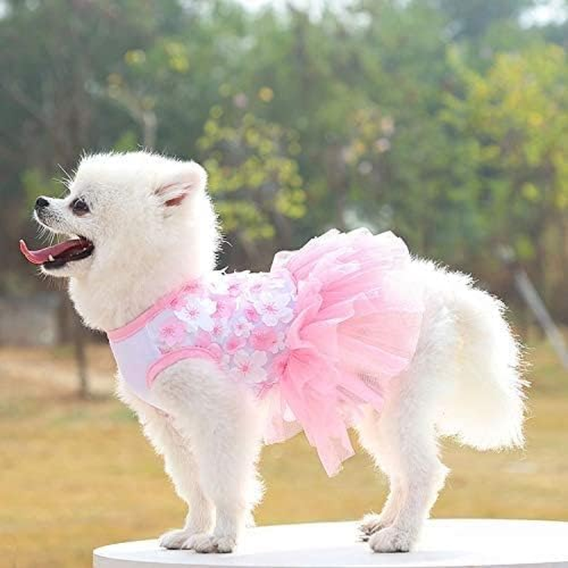 Dog Wedding Dress, Small Dog Dresses Female, Doggie Bridal Dresses, Birthday Dress, Girl Puppy Clothes, Christmas Outfits, Halloween Costumes for Dogs Teddy Yorkie Teacup (Pink, S)