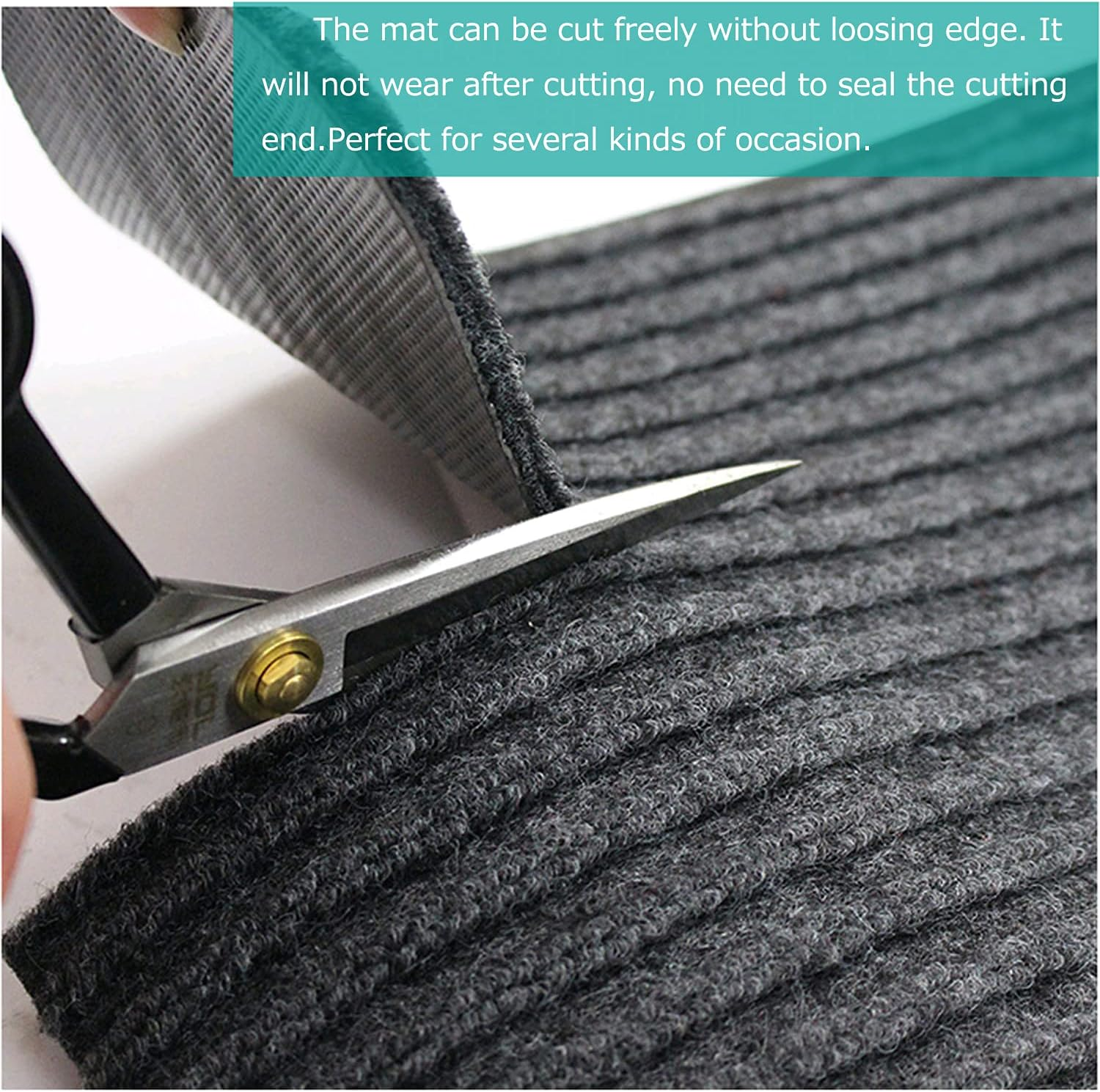 ITINA Door Mat 0.9 X 3M Large Outdoor Indoor Mat Waterproof Rubber Back Rugs for Home Office Business Areas Grey-Black image number 2