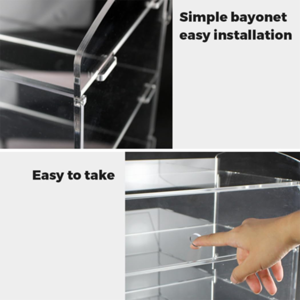 PORIYA 2/3 Tier Large Acrylic Bakery Cake Display,5Mm Thick Transparent,Cabinet Case Donuts Cupcake Pastries, Model Showcase Countertop Flip-Up Door (3 Tier) image number 1