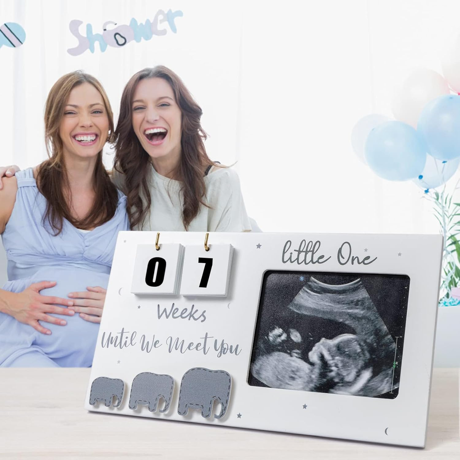 Baby First Scan Photo Frames Pregnancy Announcement Gifts,Baby Sonogram Picture Frame Countdown Weeks,Ultrasound Picture Pregnant Mom Wooden Photo Mum to Be Pregnancy Gifts. image number 2