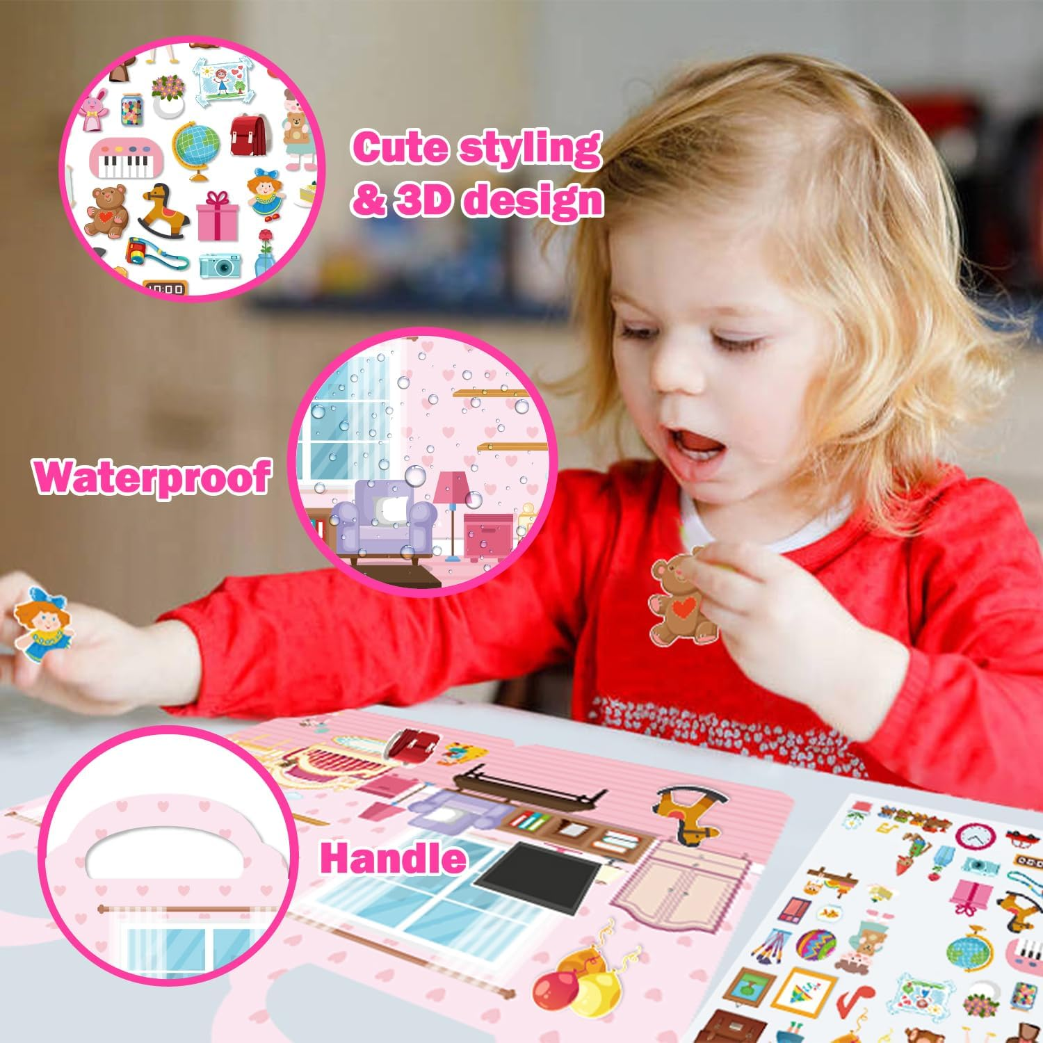 Aannanl Dress up Sticker Books for Girls Ages 2-4 4-8,Puffy Sticker Activity Books Set: Fairies, Princess Castle,Pet,Play House, Dress-Up,Mermaid,Suitable for Girls' Birthday Gifts image number 3