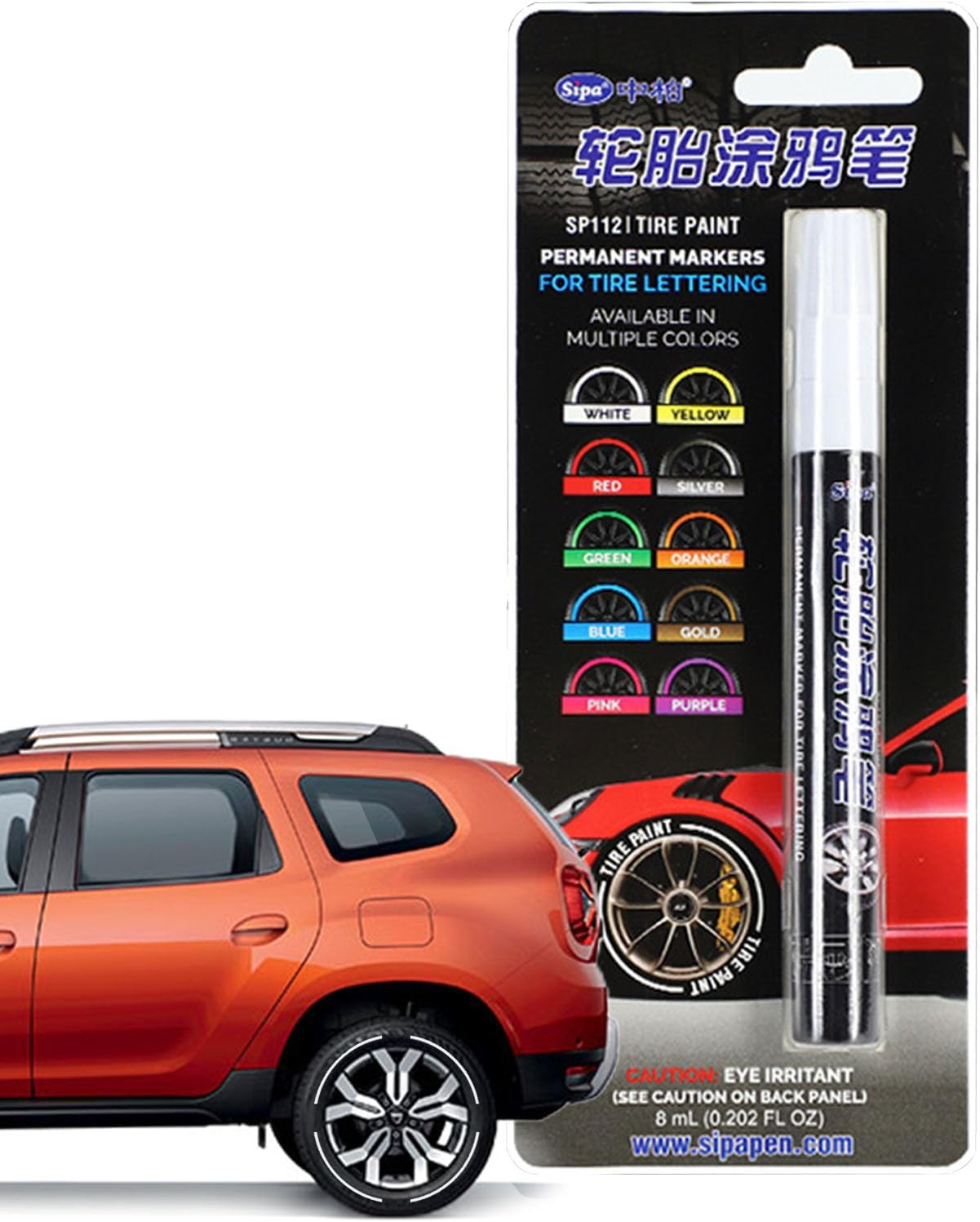 Tyre Marker Paint, Tire Paint Marker Smooth Ink Touch-Up Pen for Tire, Glass, Black Paper, Fabric, Ceramic, Car Decoration Accessories image number 4