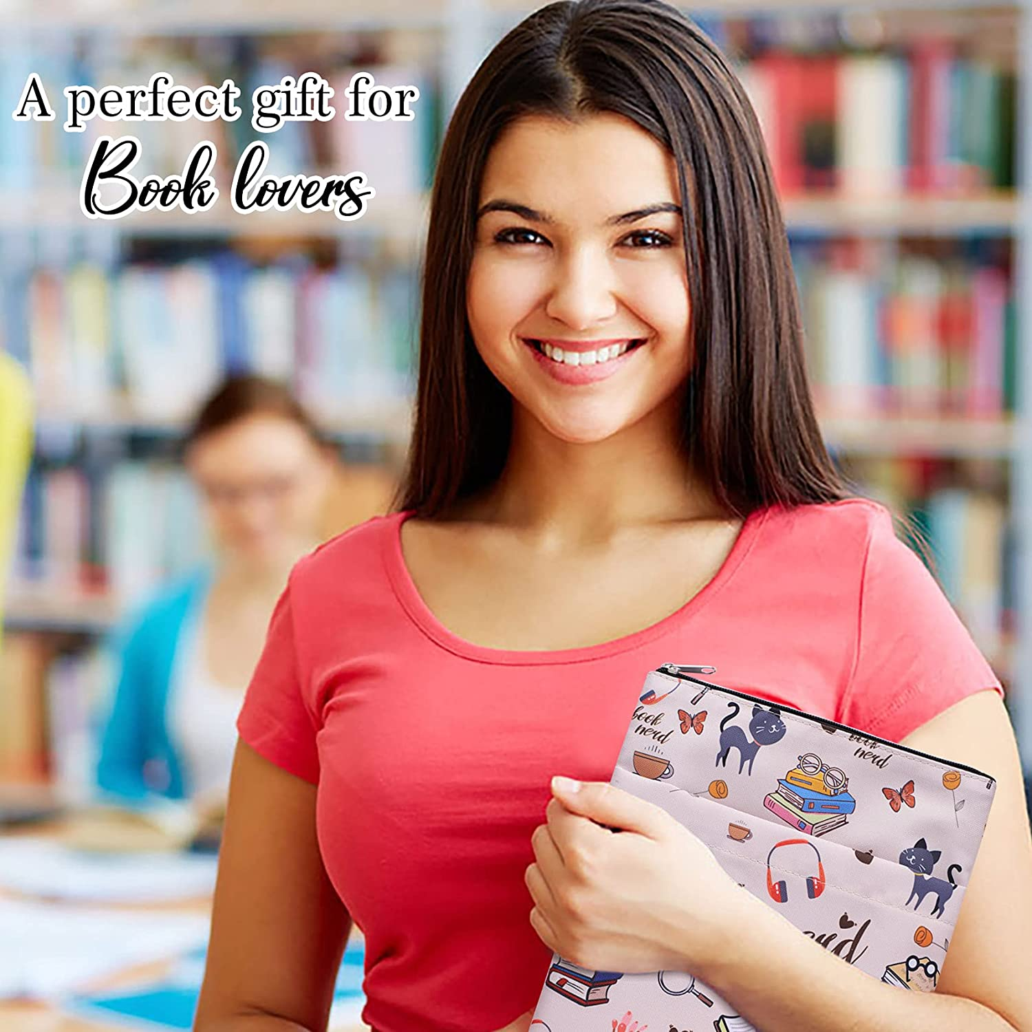 Book Sleeve for Book Lovers, Book Nerd Book Protector, Book Covers for Paperbacks, Washable Fabric, Book Sleeves with Zipper, Medium 11 Inch X 8.7 Inch image number 2