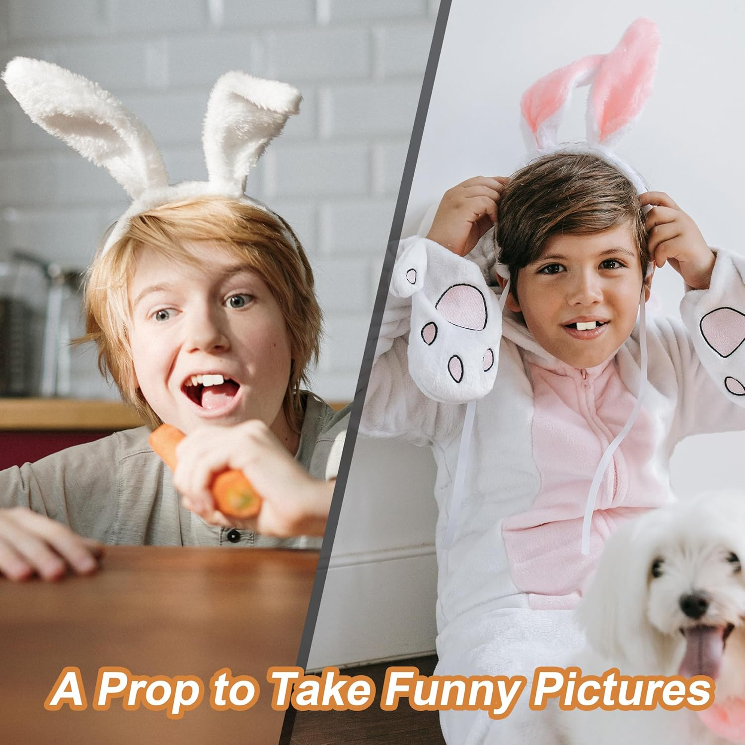 4 PCS Fake Buck Teeth for Witch Winnie Clown Bunny Costume Halloween Costume Accessories, 17 Mm Teeth Caps Big Buck Teeth for Men Women Boys Girls Cosplay Party Beige White, Beige White, Big image number 2