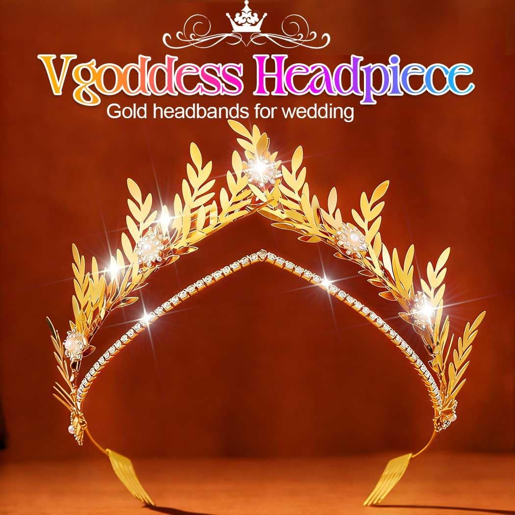 Fashband Leaf Headband Gold Rhinestone Headpiece Flower Hair Accessories for Women image number 4