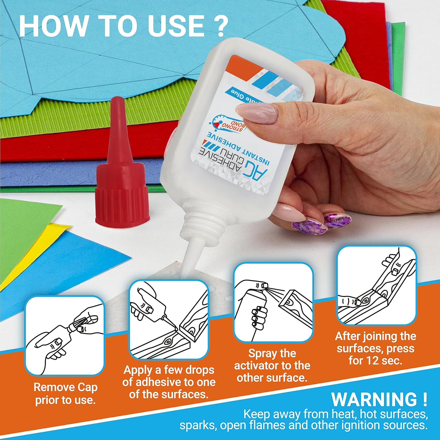Adhesive Guru CA Glue with Activator Woodworking (2 X 09 Oz - 2 X 338 Fl Oz) Ca Glue Kit (2 Pack) image number 3