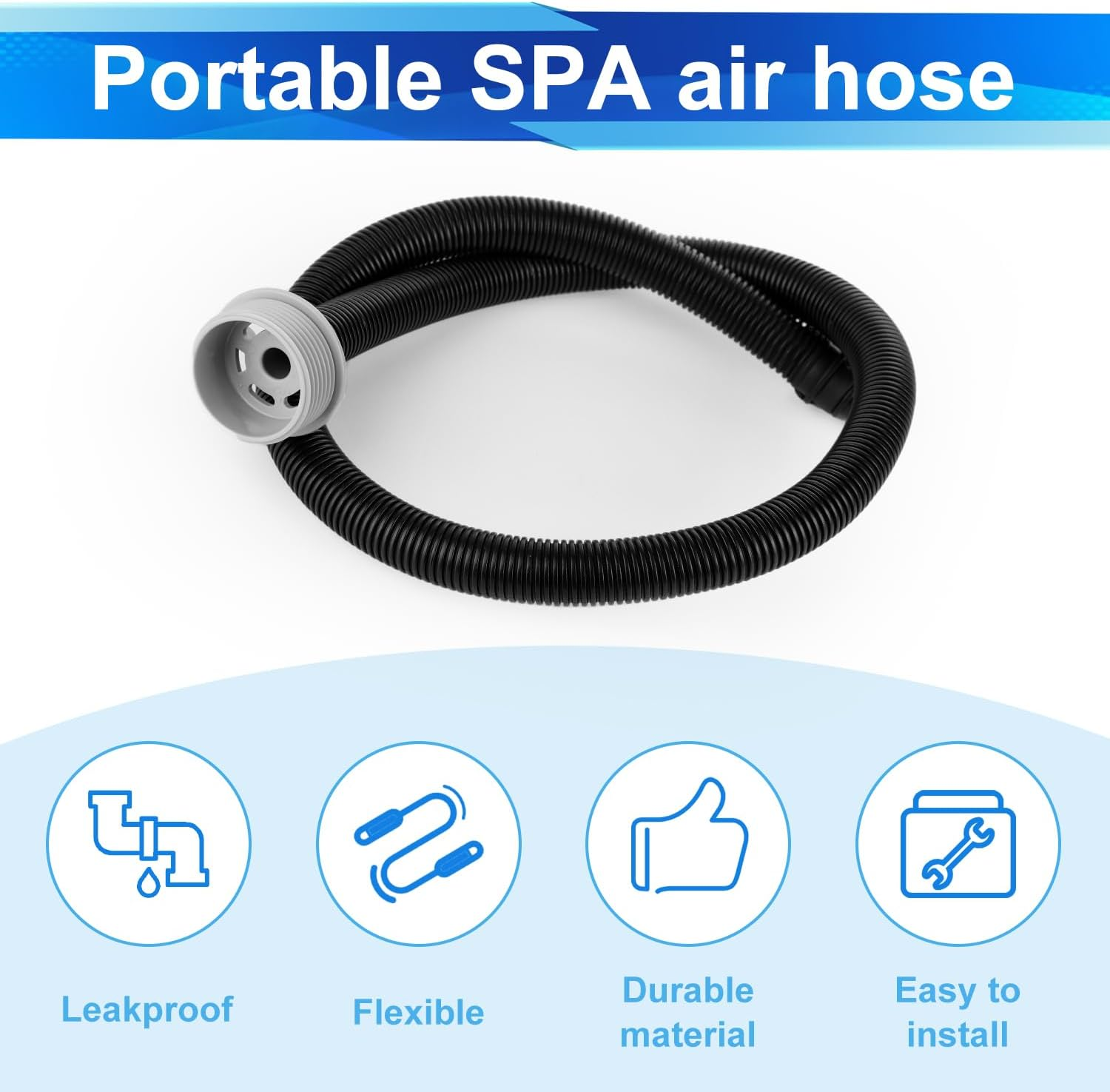 Inflatable Hot Tub Hose Set, Air Bathtub Hose Pipe Tube with Connecting Nut Portable Hot Tub Replacement Hose Spa Inflate Draining Hose for Coleman, Intex Bath Tub Replacement Parts image number 6