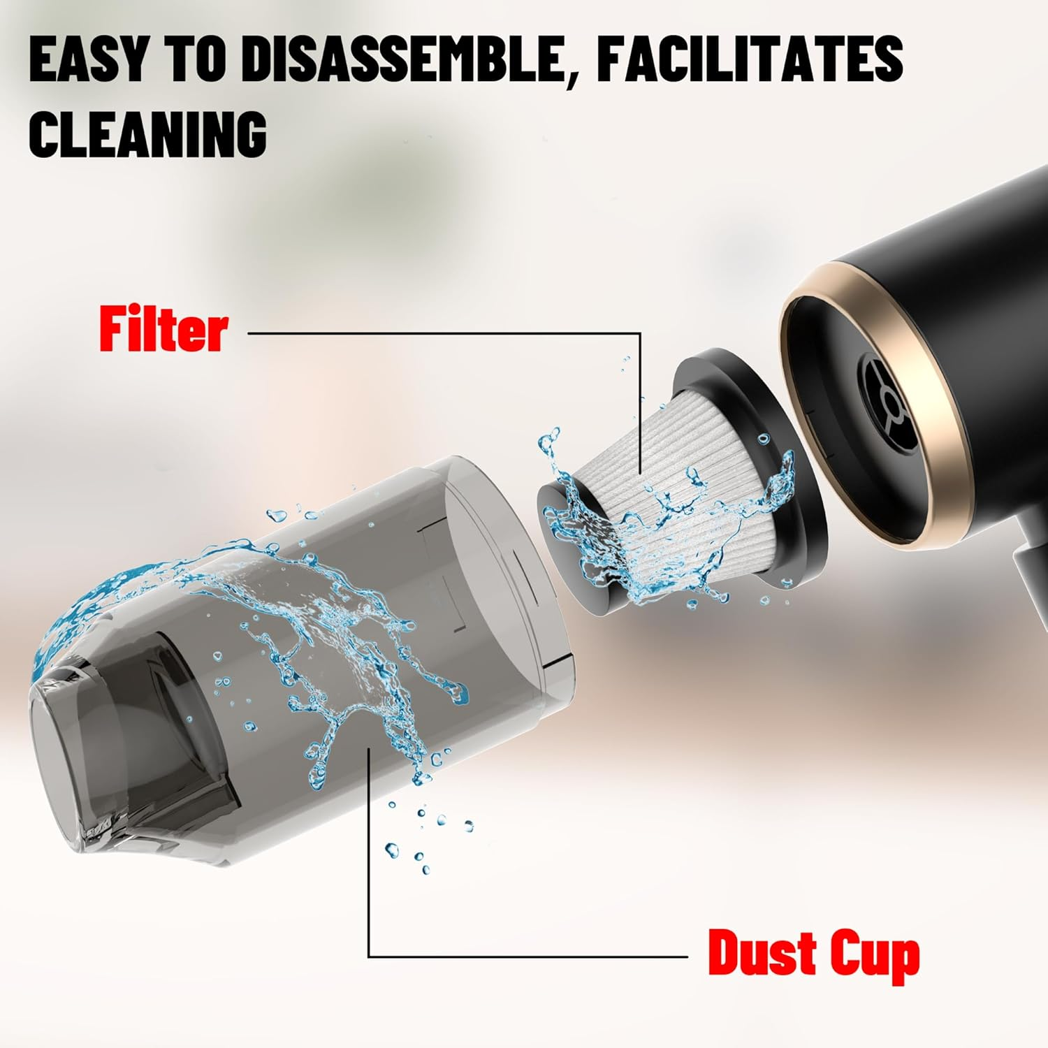 Cozylady Cordless Car Vacuum Cleaner, 25000PA High Power Handheld Vacuum, 4-In-1 Mini Vacuum & Air Duster Blower for Car, Home, Keyboard, Pet Hair