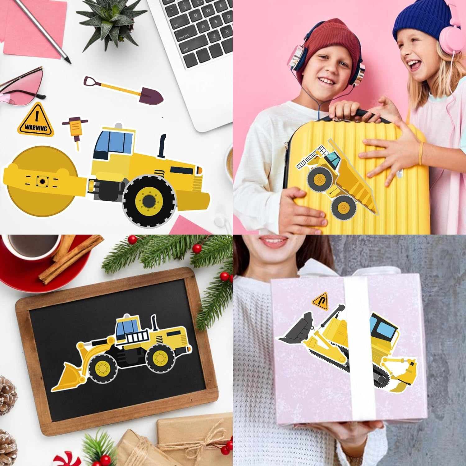 24 Sheets Construction Vehicle Stickers, Multicolored, Cartoon Style, Paper Material, Suitable for Glass, Plastic, Metal, Wall, Window, Car, Wall, Laptop, Construction Themed Party Favors image number 6