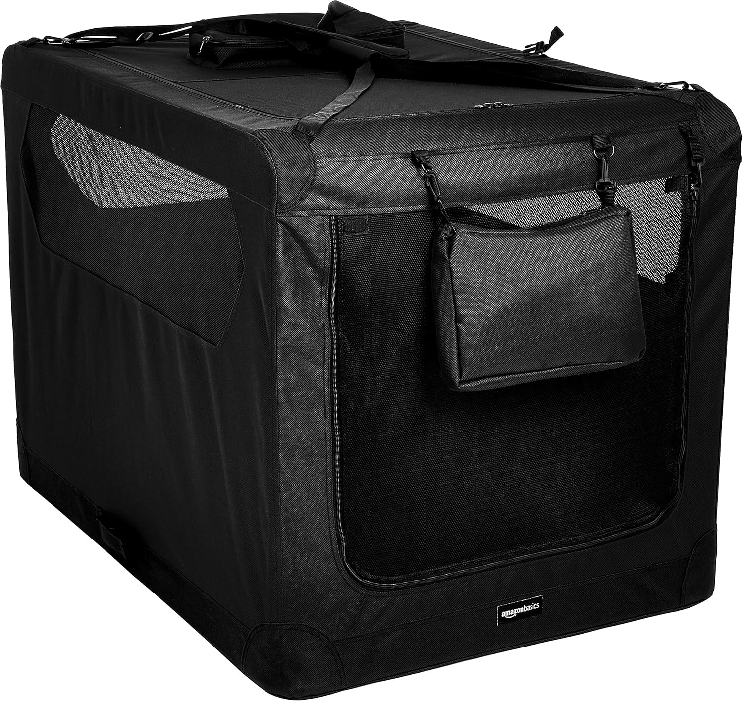 Amazon Basics Folding Portable Soft Pet Dog Crate Carrier Kennel - 91 X 60 X 61 Centimeters, Black