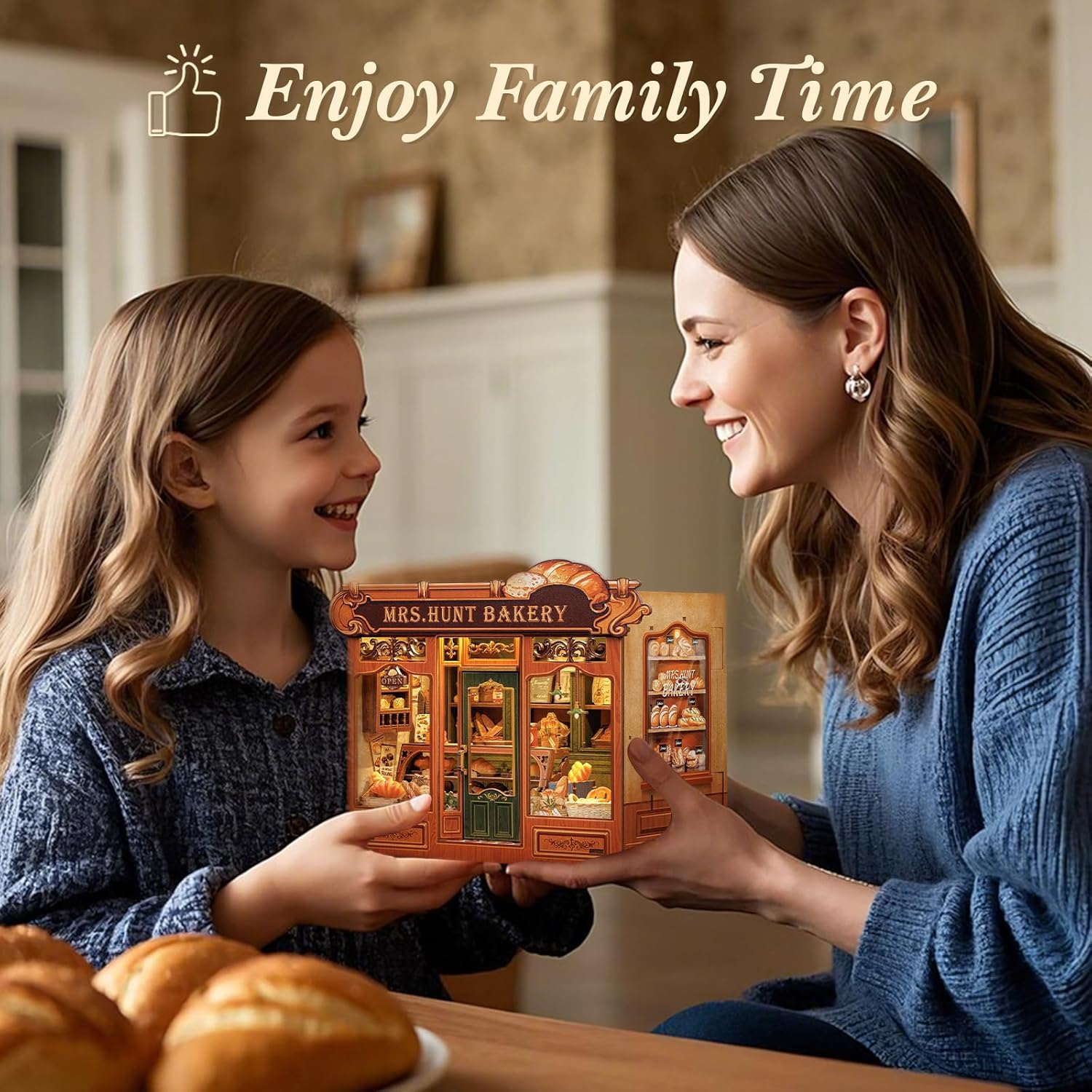 CUTEBEE Book Nook Kit - DIY Miniature House Dollhouse Kit for Adults and Teens, Booknook Tiny House Bookshelf Decor with LED Light, Gifts for Family and Friends (Mrs.Hunt Bakery) image number 3