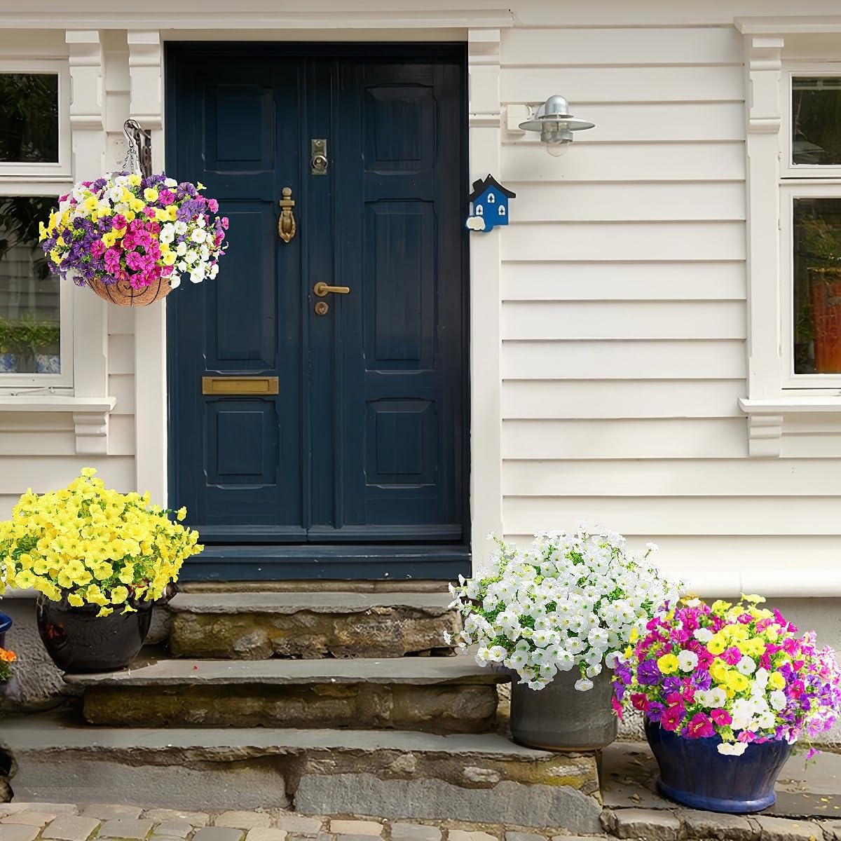 Artificial Flowers for Outdoor Decoration Faux Plants Flowers, 10 Bundles Summer Fall Flowers Autumn Spring Decoration, Fake Silk Colorful Flowers for Garden Porch Wedding Home Decor image number 5